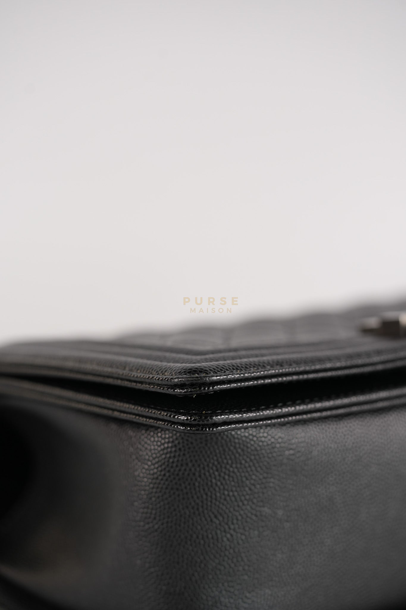 Boy Old Medium in Black Caviar Leather Ruthenium Hardware (Microchip) | Purse Maison Luxury Bags Shop