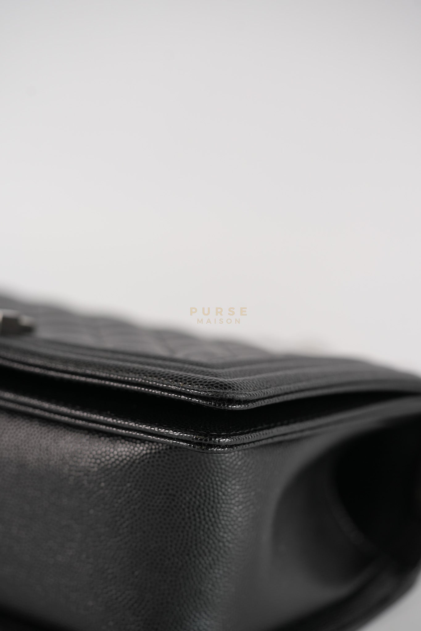 Boy Old Medium in Black Caviar Leather Ruthenium Hardware (Microchip) | Purse Maison Luxury Bags Shop