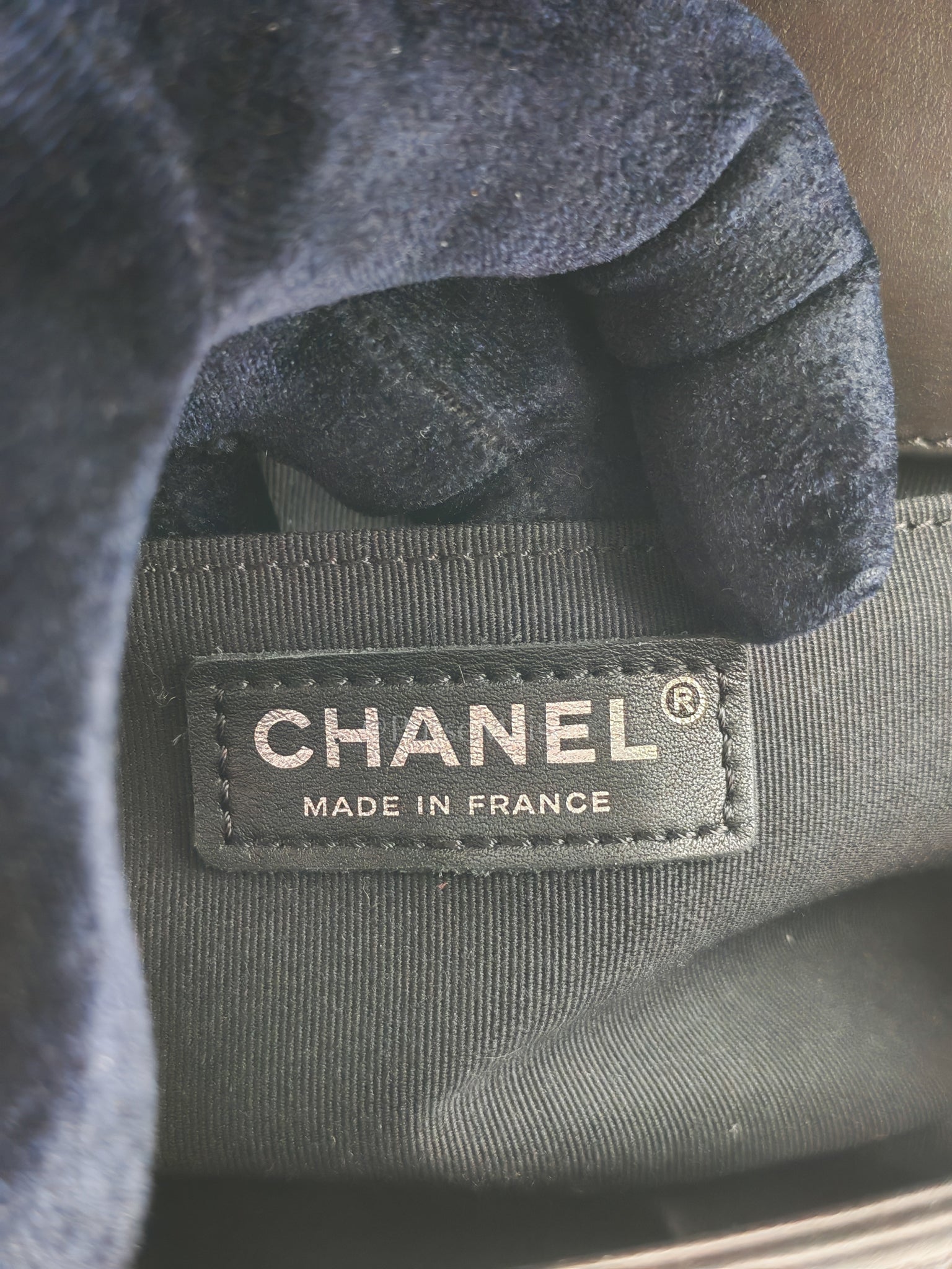 Boy Old Medium in Black Chevron Calfskin Leather and Silver Hardware (Microchip) | Purse Maison Luxury Bags Shop