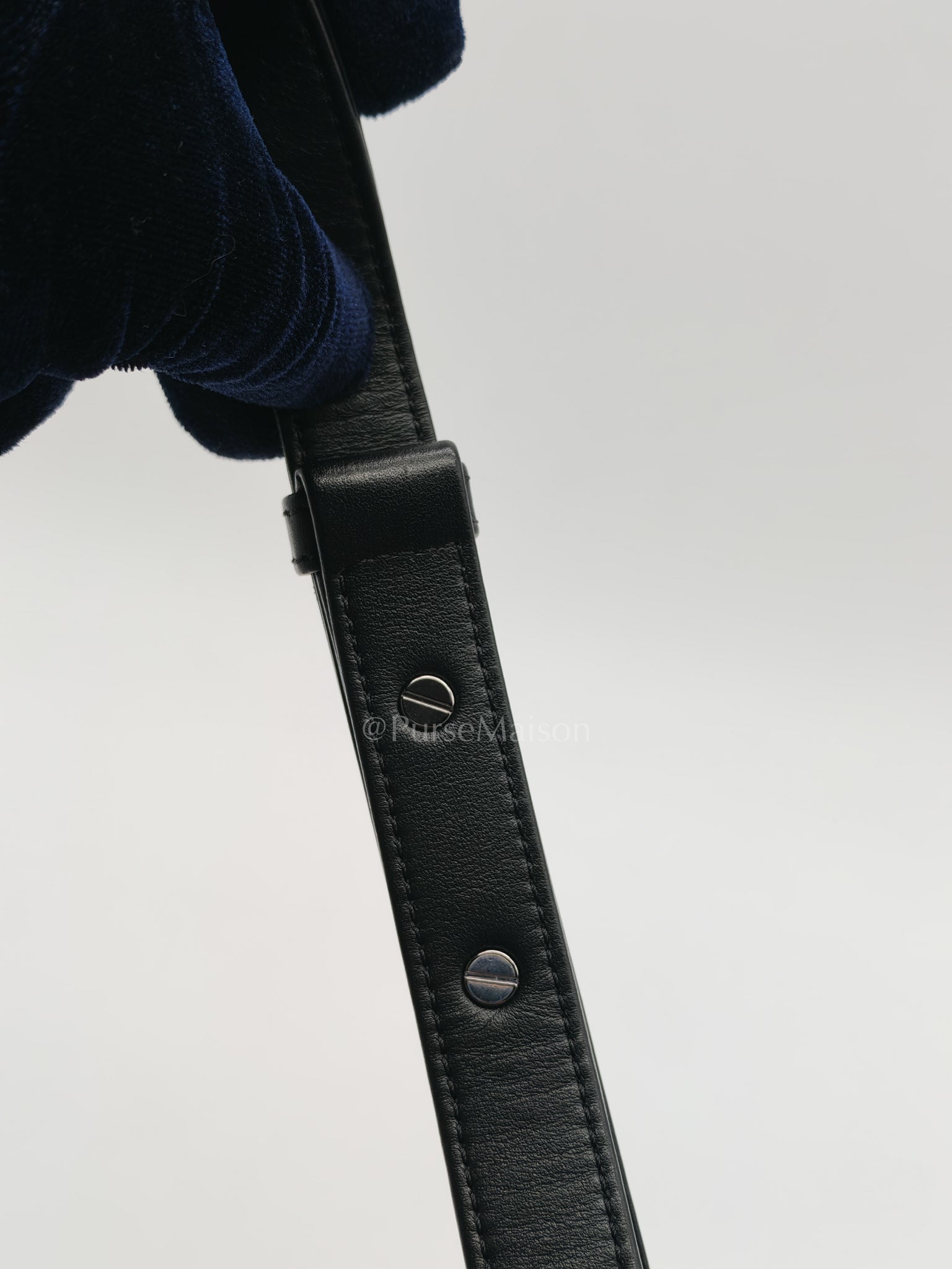 Boy Old Medium in Black Chevron Calfskin Leather and Silver Hardware (Microchip) | Purse Maison Luxury Bags Shop