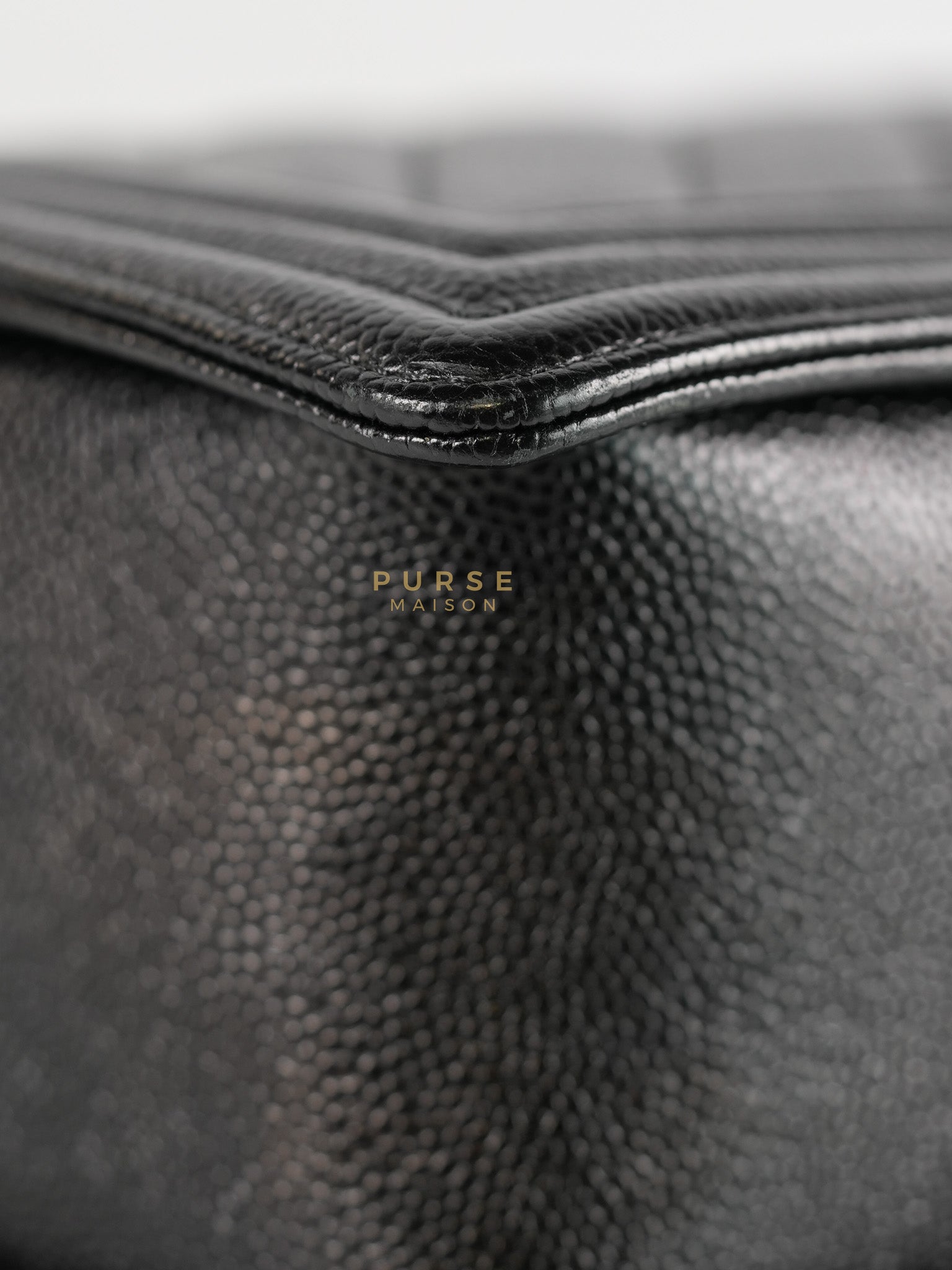 Boy Old Medium in Black Chevron Caviar Leather & Aged Gold Hardware Series 25 | Purse Maison Luxury Bags Shop