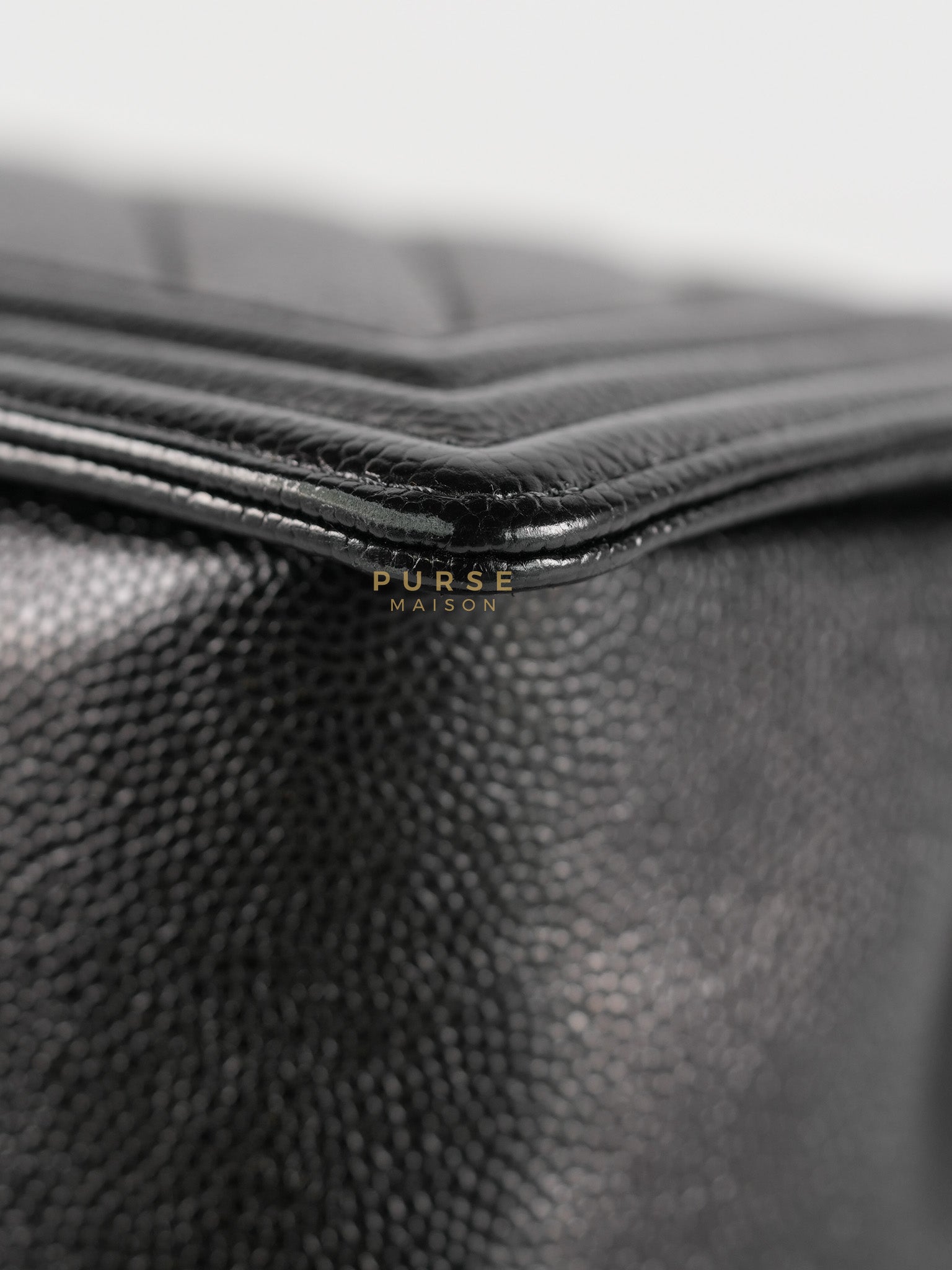 Boy Old Medium in Black Chevron Caviar Leather & Aged Gold Hardware Series 25 | Purse Maison Luxury Bags Shop