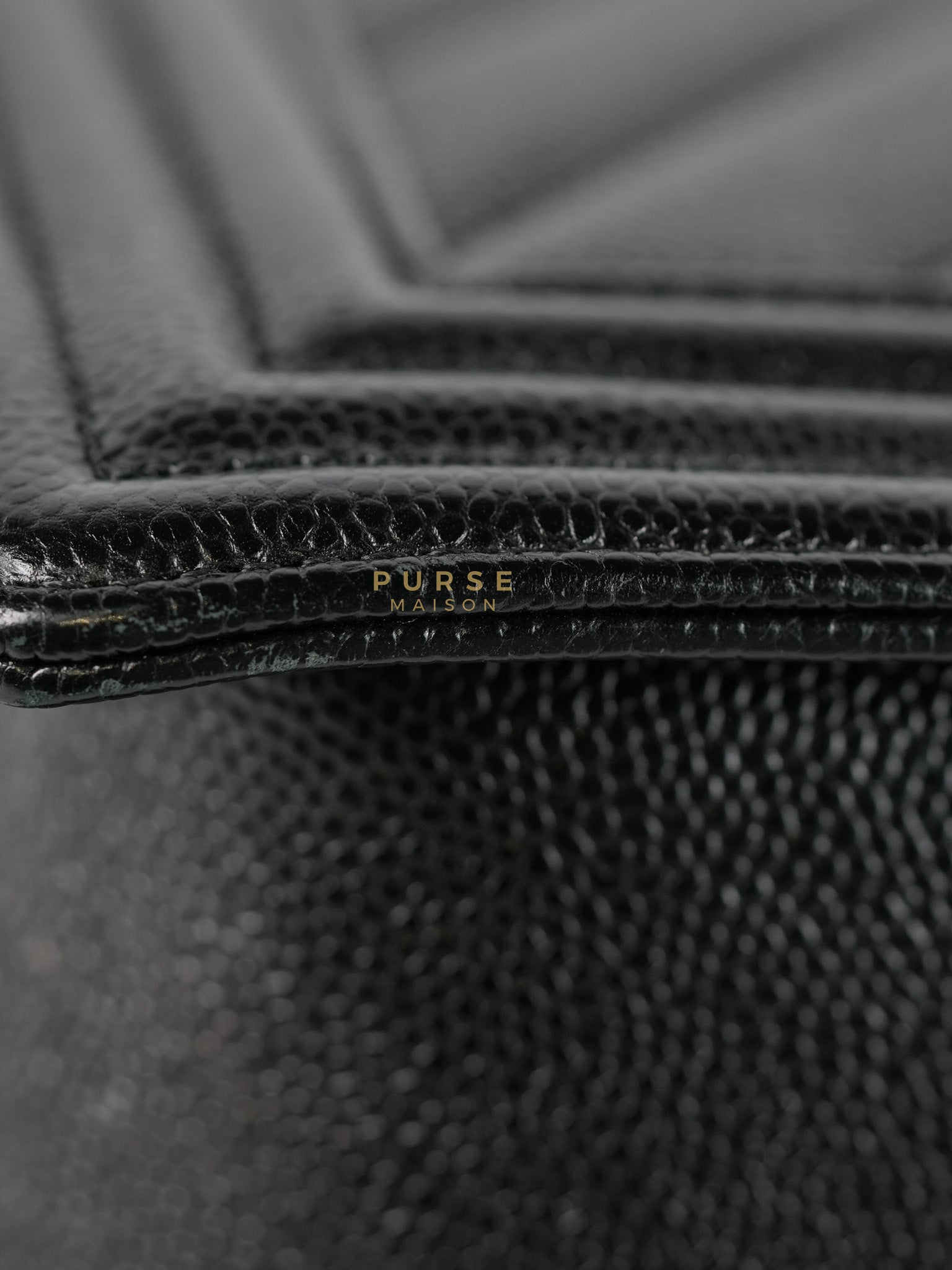 Boy Old Medium in Black Chevron Caviar Leather & Aged Gold Hardware Series 25 | Purse Maison Luxury Bags Shop