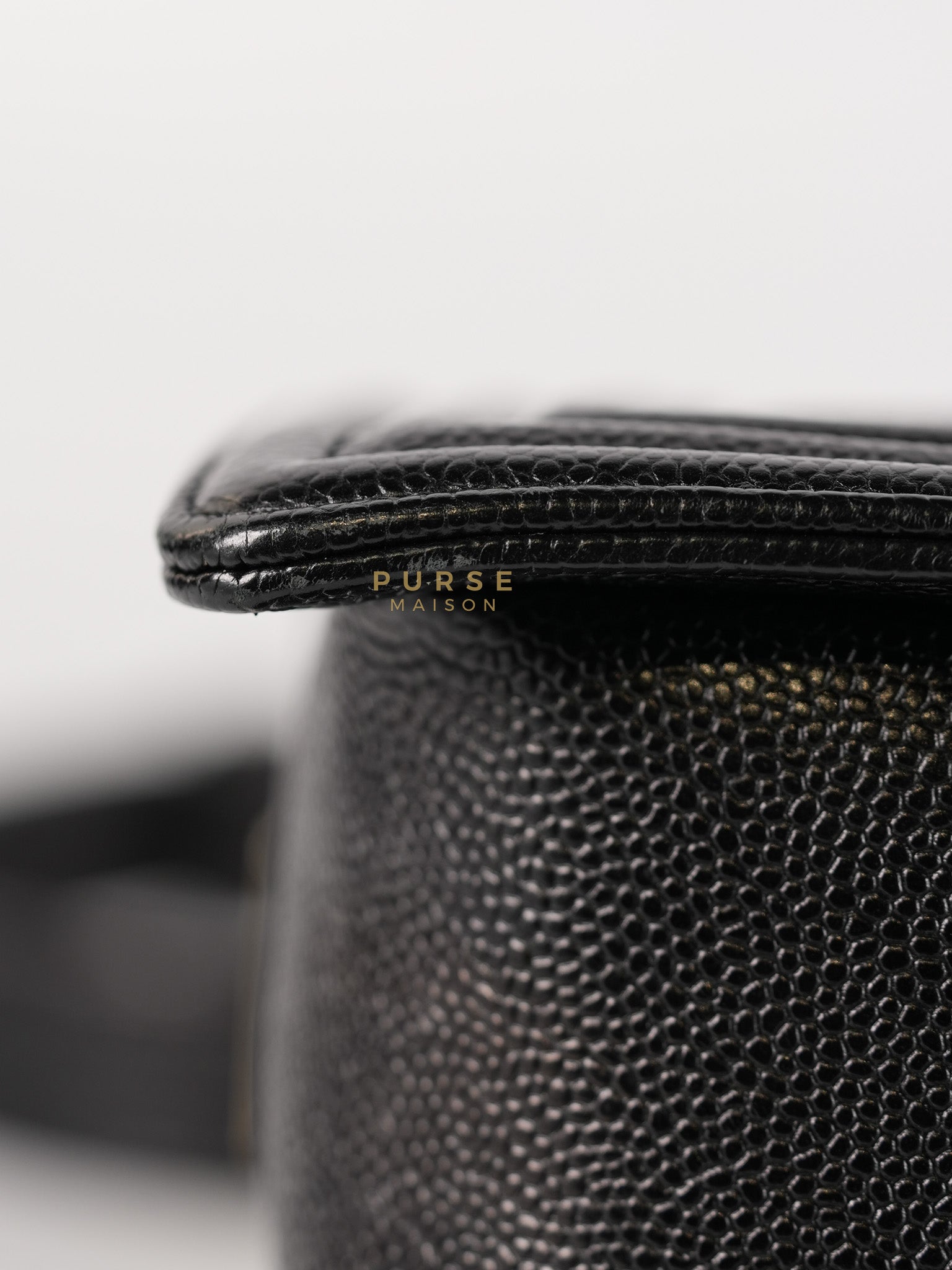 Boy Old Medium in Black Chevron Caviar Leather & Aged Gold Hardware Series 25 | Purse Maison Luxury Bags Shop