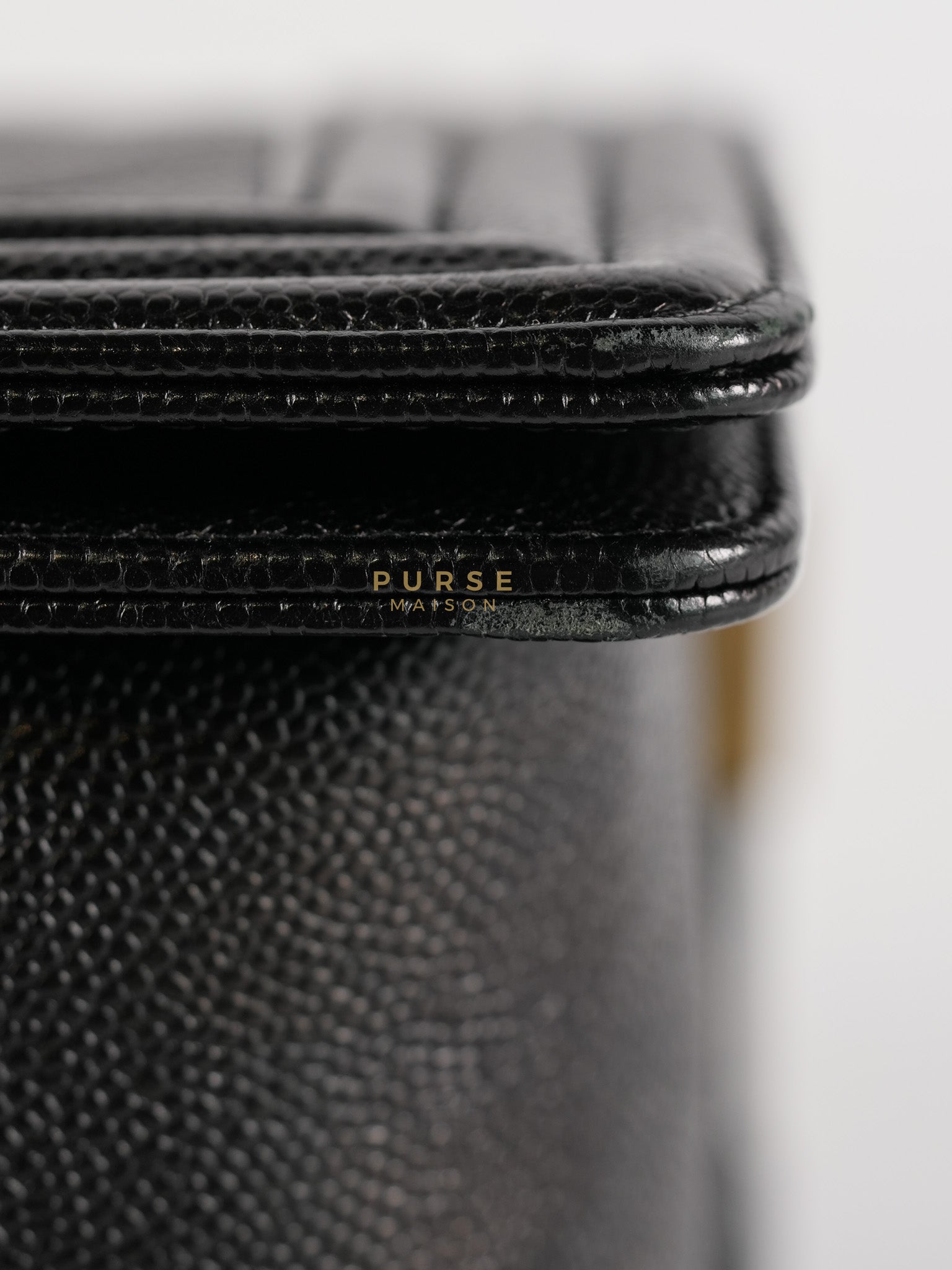 Boy Old Medium in Black Chevron Caviar Leather & Aged Gold Hardware Series 25 | Purse Maison Luxury Bags Shop