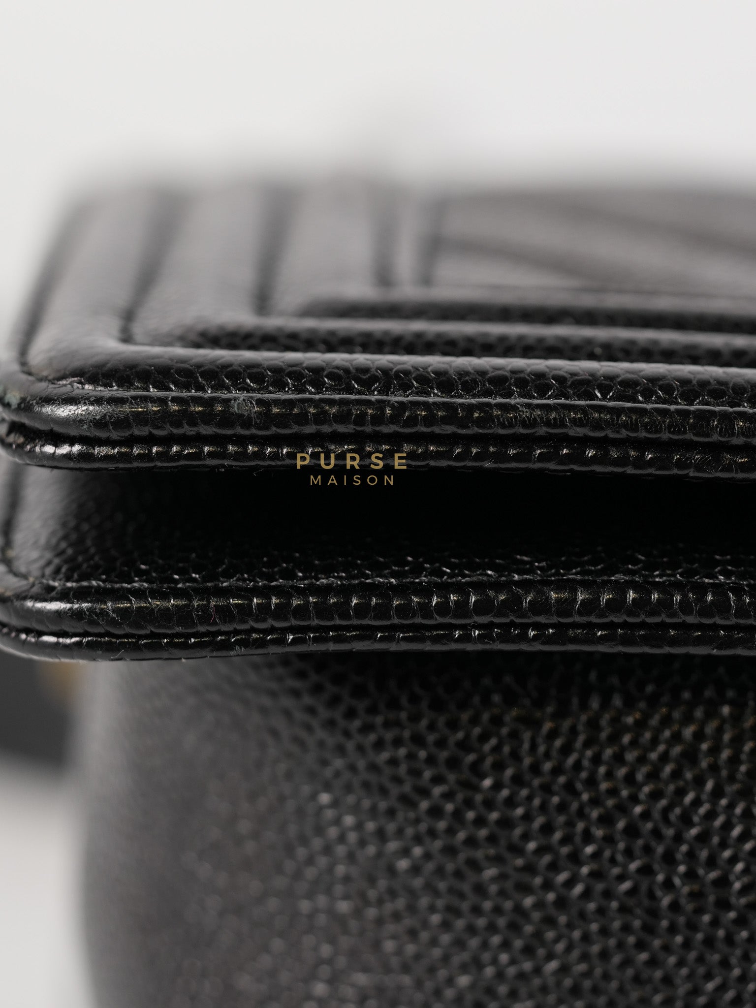 Boy Old Medium in Black Chevron Caviar Leather & Aged Gold Hardware Series 25 | Purse Maison Luxury Bags Shop