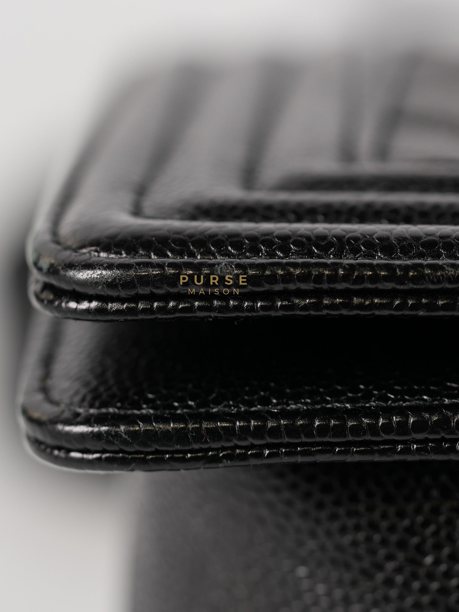 Boy Old Medium in Black Chevron Caviar Leather & Aged Gold Hardware Series 25 | Purse Maison Luxury Bags Shop