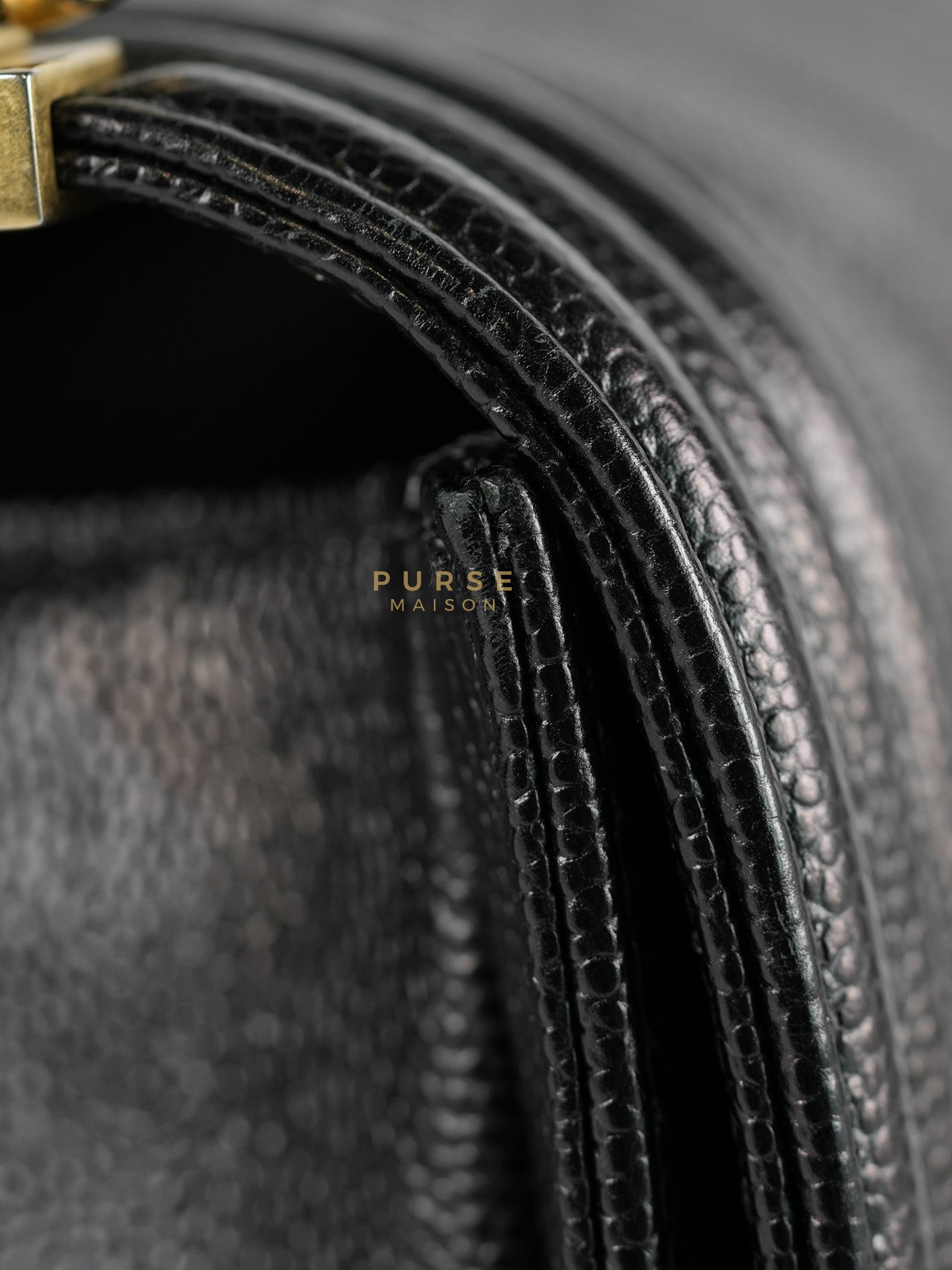 Boy Old Medium in Black Chevron Caviar Leather & Aged Gold Hardware Series 25 | Purse Maison Luxury Bags Shop