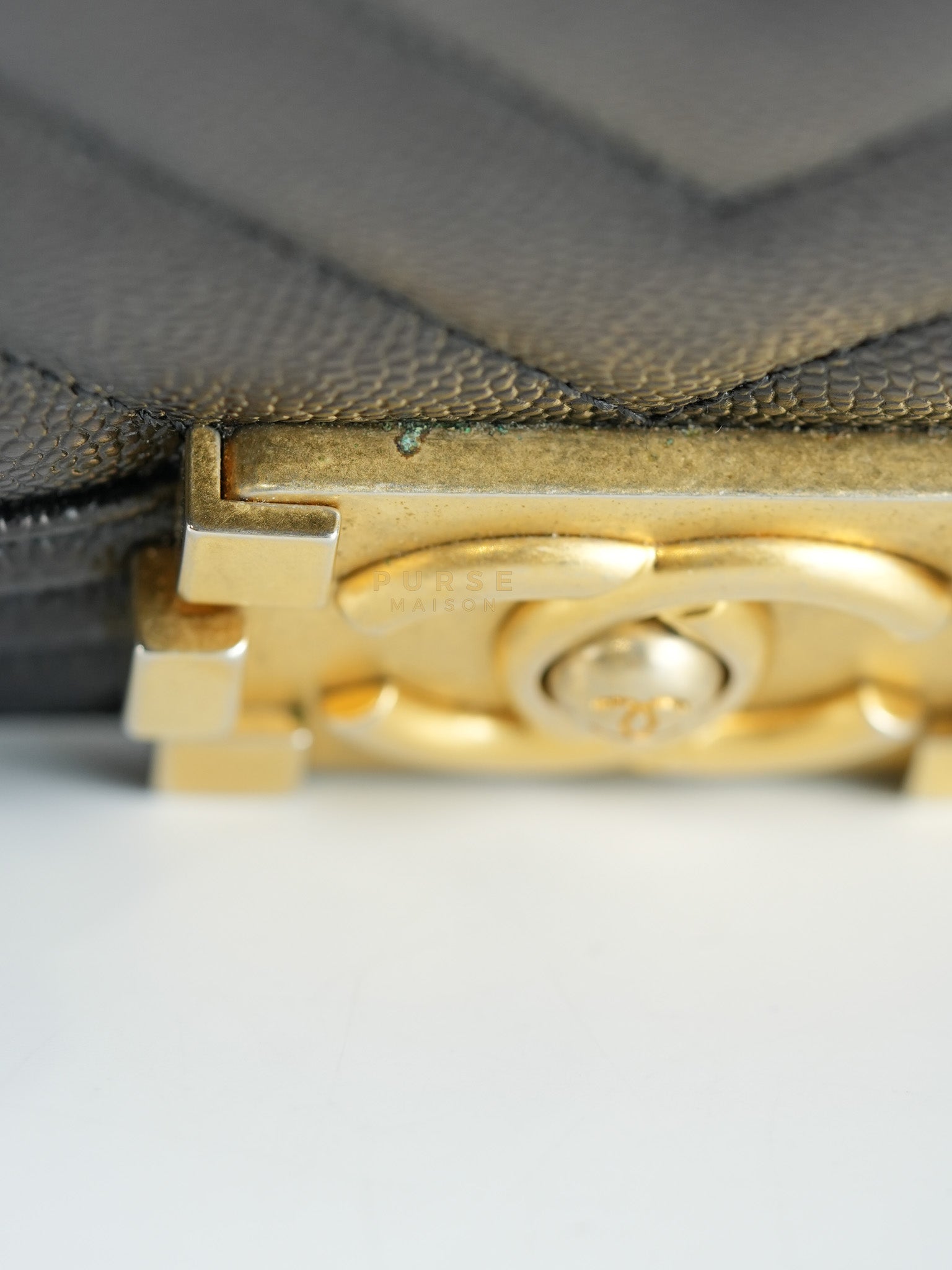 Boy Old Medium in Black Chevron Caviar Leather & Aged Gold Hardware Series 25 | Purse Maison Luxury Bags Shop