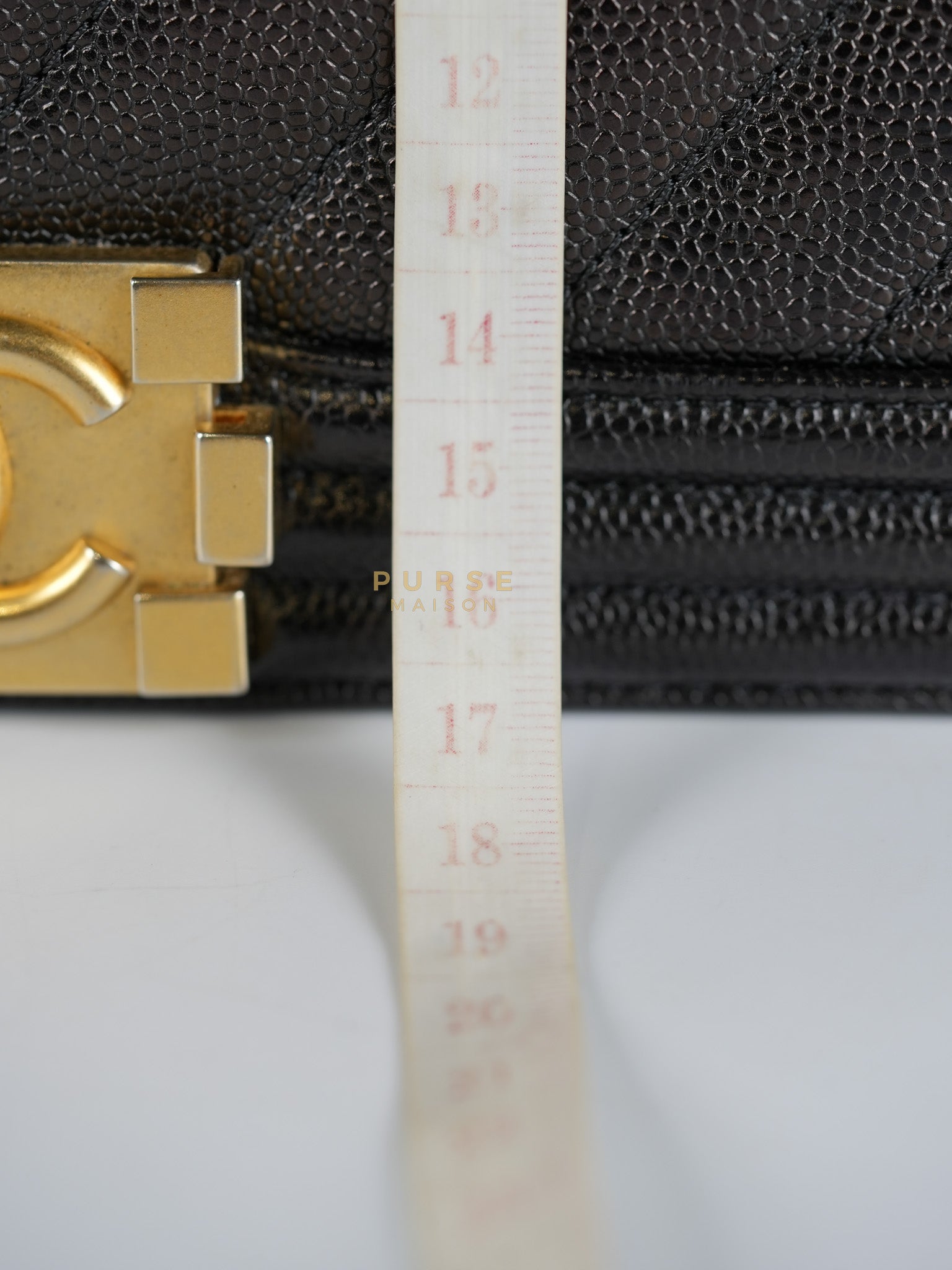 Boy Old Medium in Black Chevron Caviar Leather & Aged Gold Hardware Series 25 | Purse Maison Luxury Bags Shop