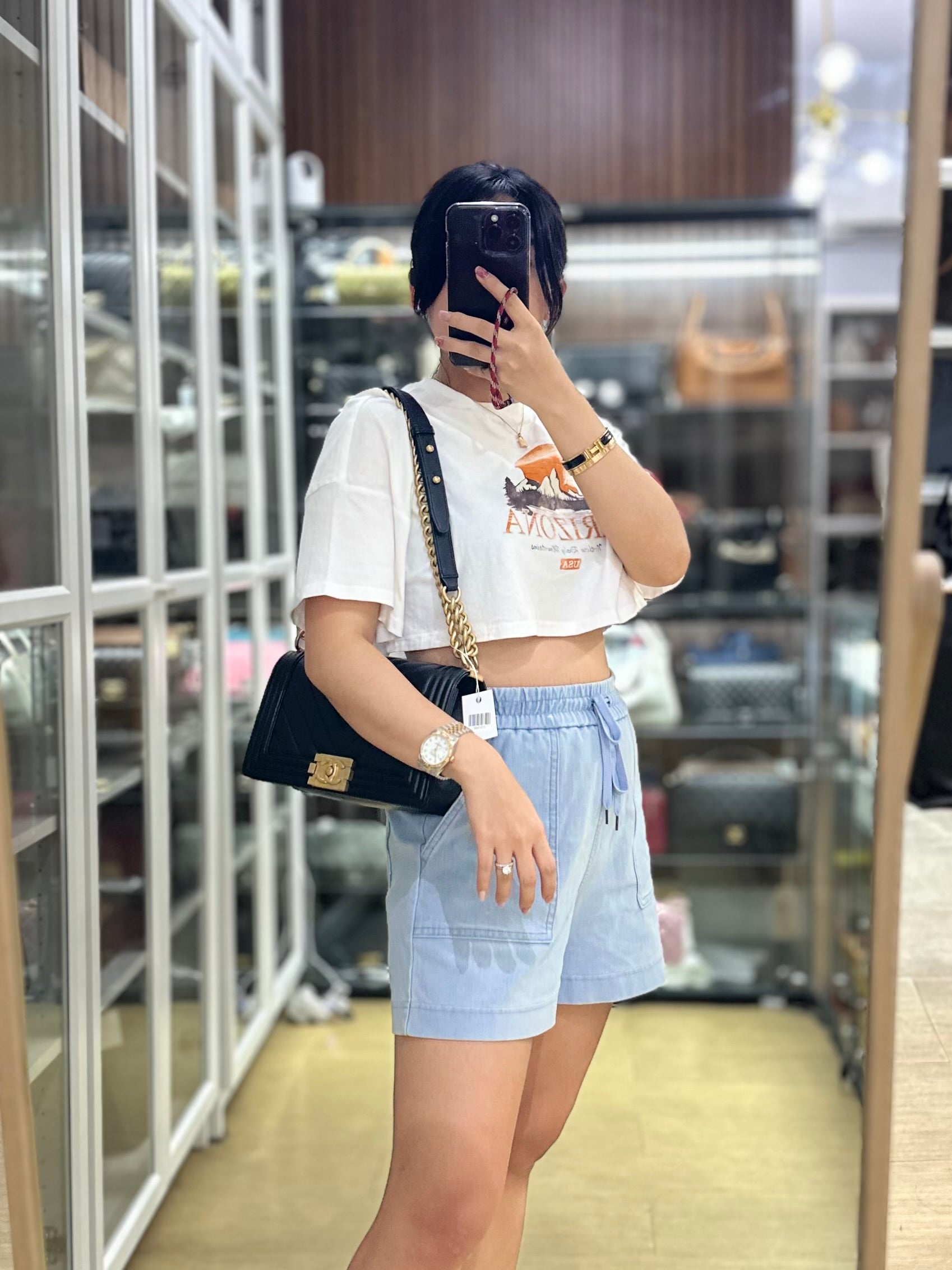 Boy Old Medium in Black Chevron Caviar Leather & Aged Gold Hardware Series 25 | Purse Maison Luxury Bags Shop