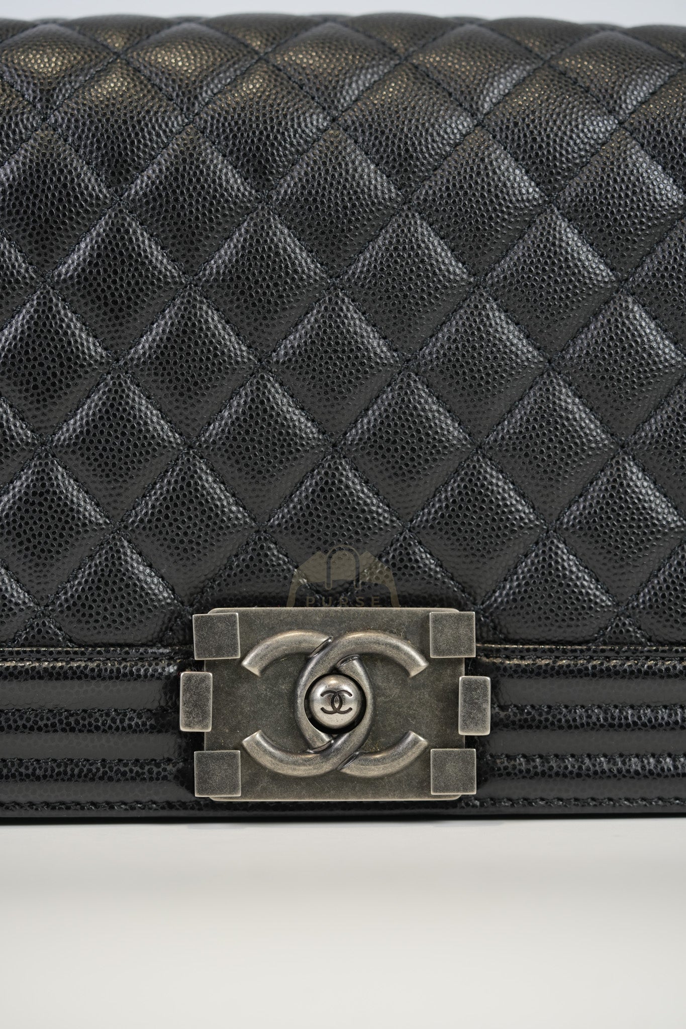 Boy Old Medium in Black Quilted Caviar Leather & Ruthenium Hardware Series 29 | Purse Maison Luxury Bags Shop