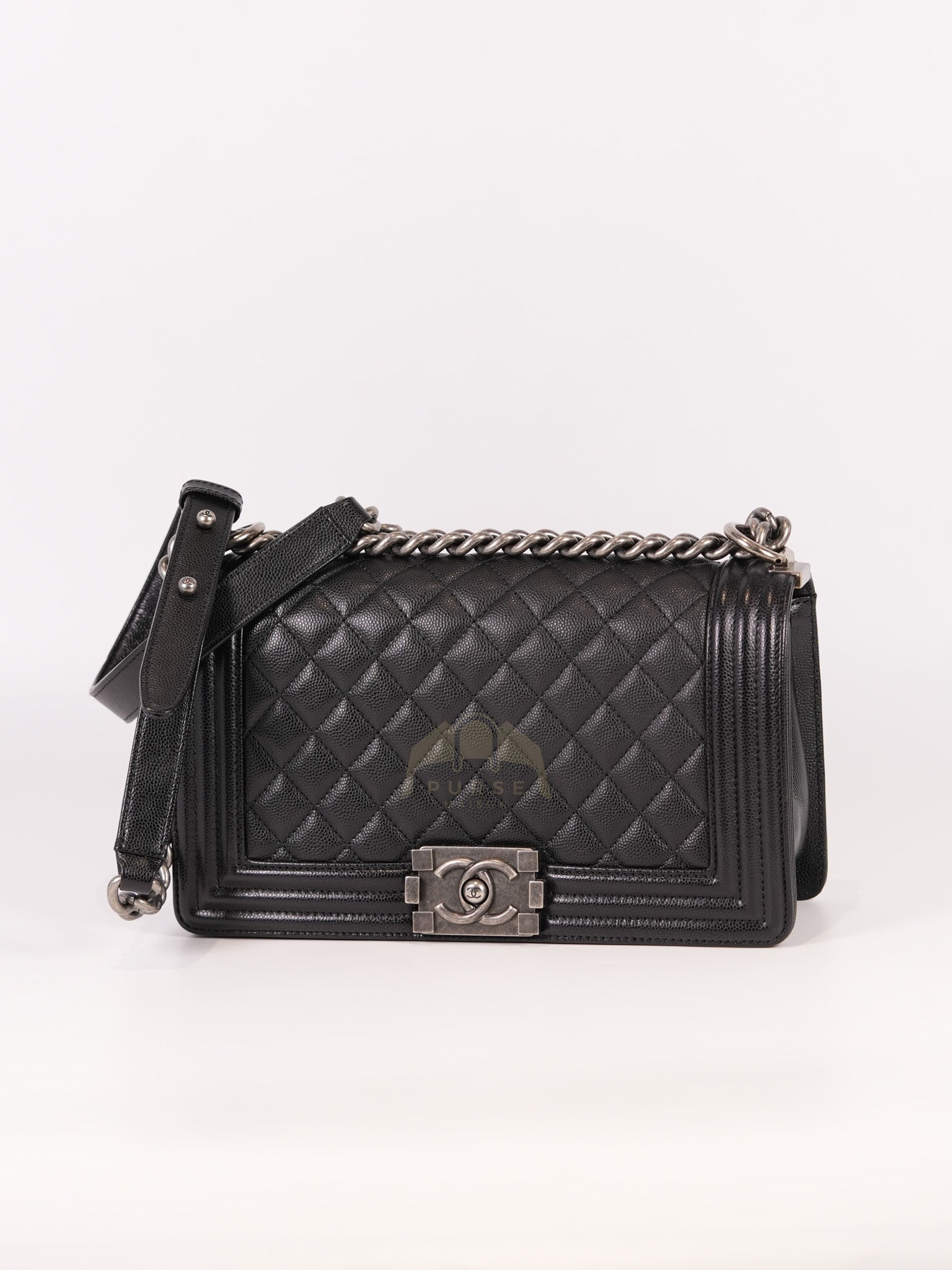 Boy Old Medium in Black Quilted Caviar Leather & Ruthenium Hardware Series 29 | Purse Maison Luxury Bags Shop