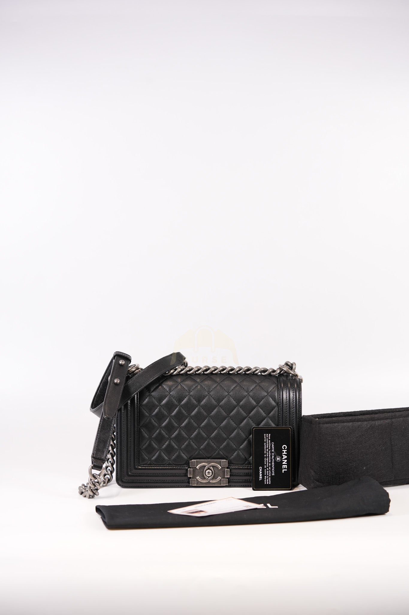 Boy Old Medium in Black Quilted Caviar Leather & Ruthenium Hardware Series 29 | Purse Maison Luxury Bags Shop