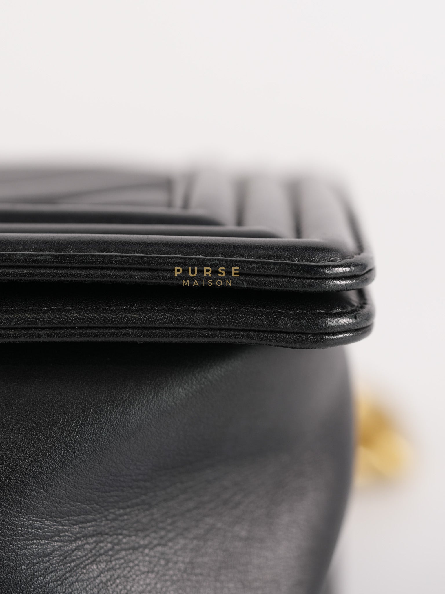 Boy Old Medium in Chevron Lambskin Leather and Aged Gold Harware Series 25 | Purse Maison Luxury Bags Shop