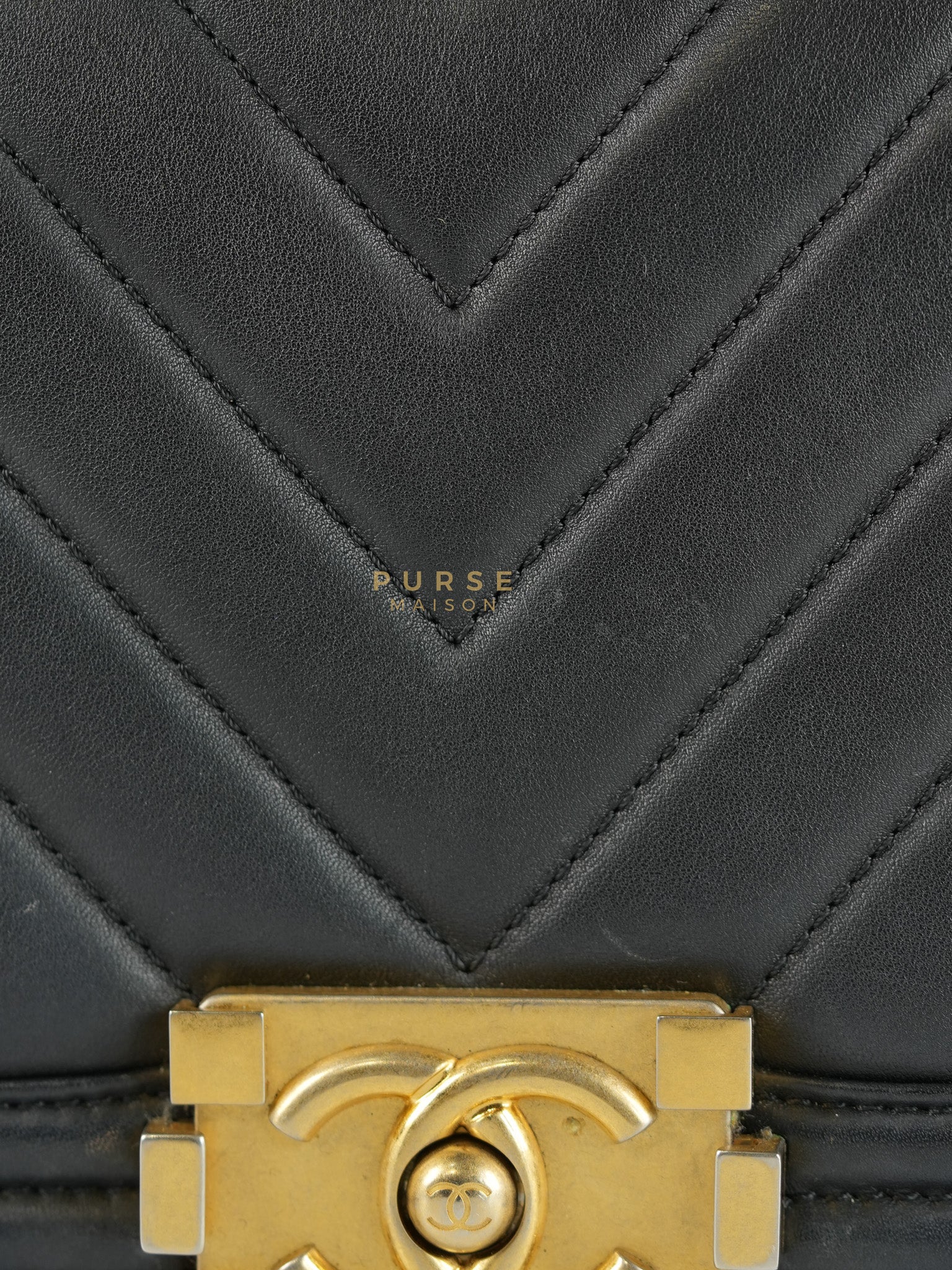 Boy Old Medium in Chevron Lambskin Leather and Aged Gold Harware Series 25 | Purse Maison Luxury Bags Shop