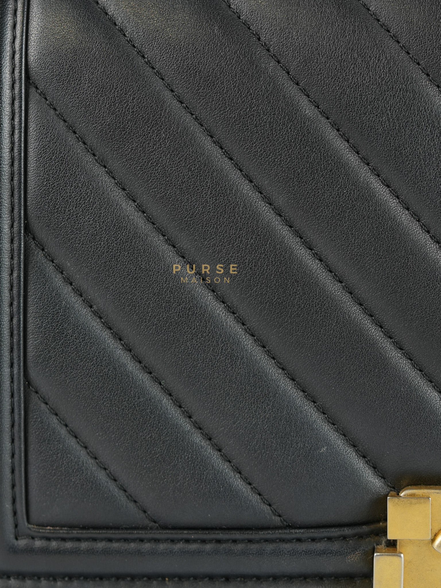 Boy Old Medium in Chevron Lambskin Leather and Aged Gold Harware Series 25 | Purse Maison Luxury Bags Shop