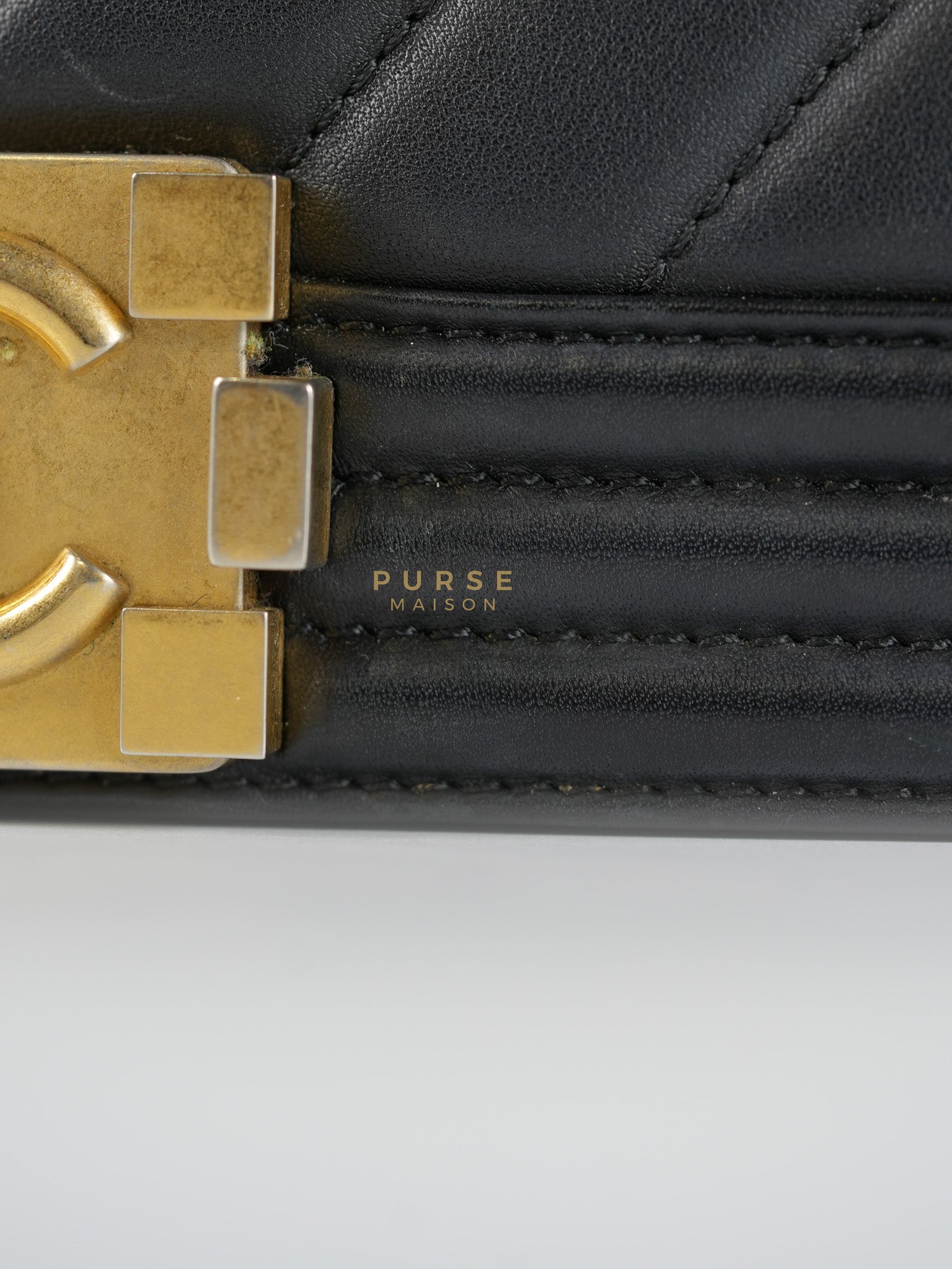 Boy Old Medium in Chevron Lambskin Leather and Aged Gold Harware Series 25 | Purse Maison Luxury Bags Shop