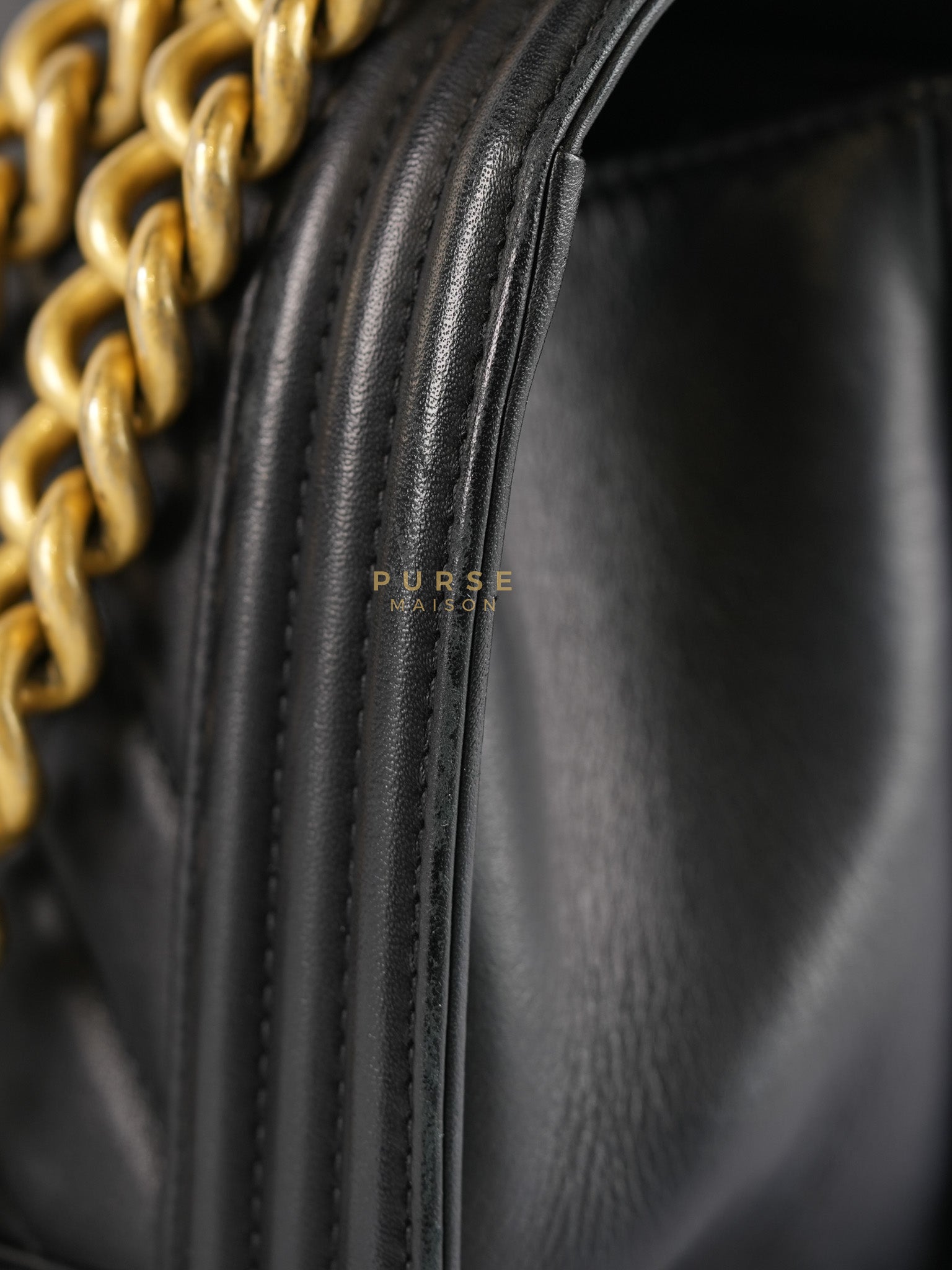 Boy Old Medium in Chevron Lambskin Leather and Aged Gold Harware Series 25 | Purse Maison Luxury Bags Shop