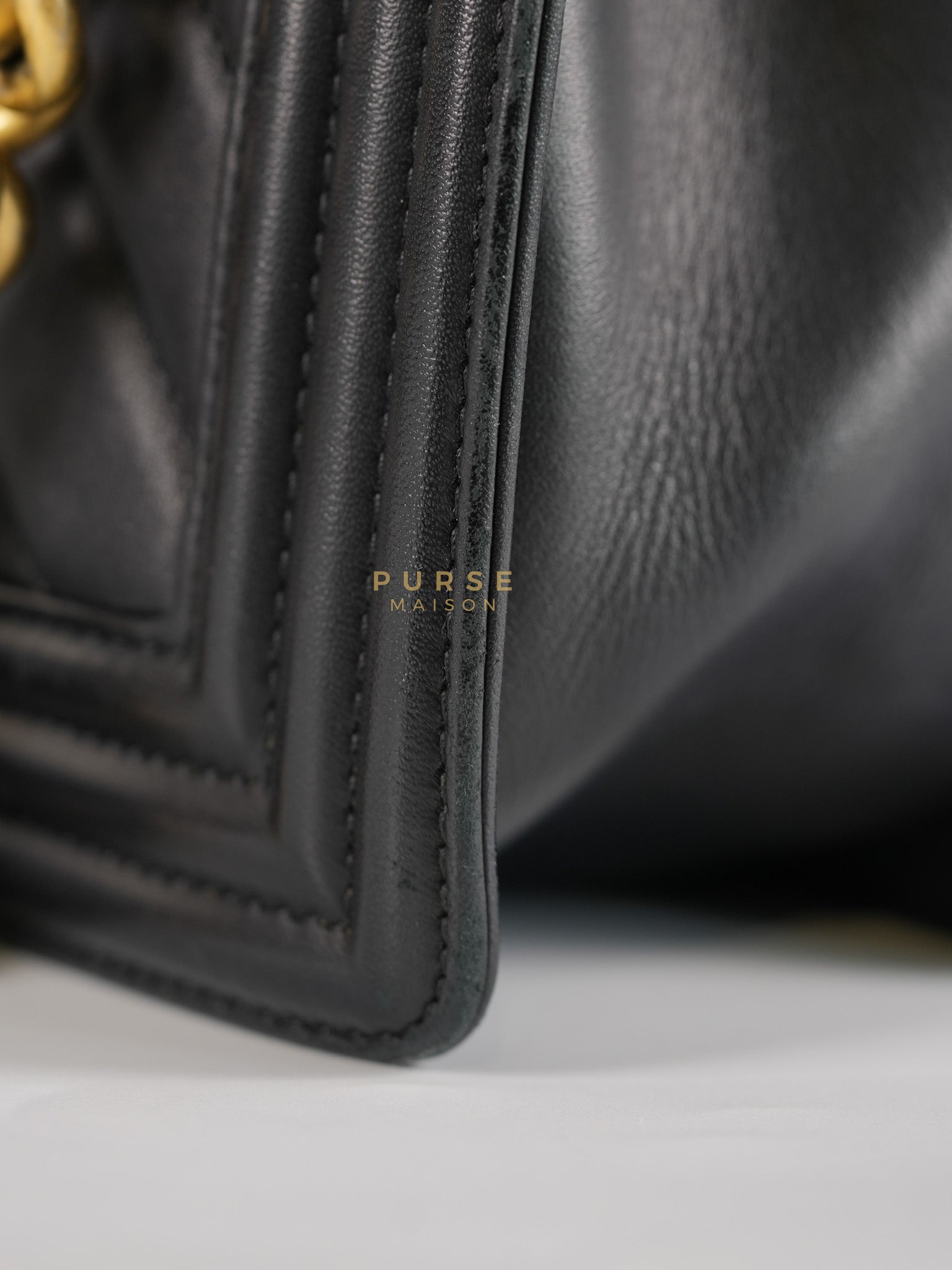 Boy Old Medium in Chevron Lambskin Leather and Aged Gold Harware Series 25 | Purse Maison Luxury Bags Shop