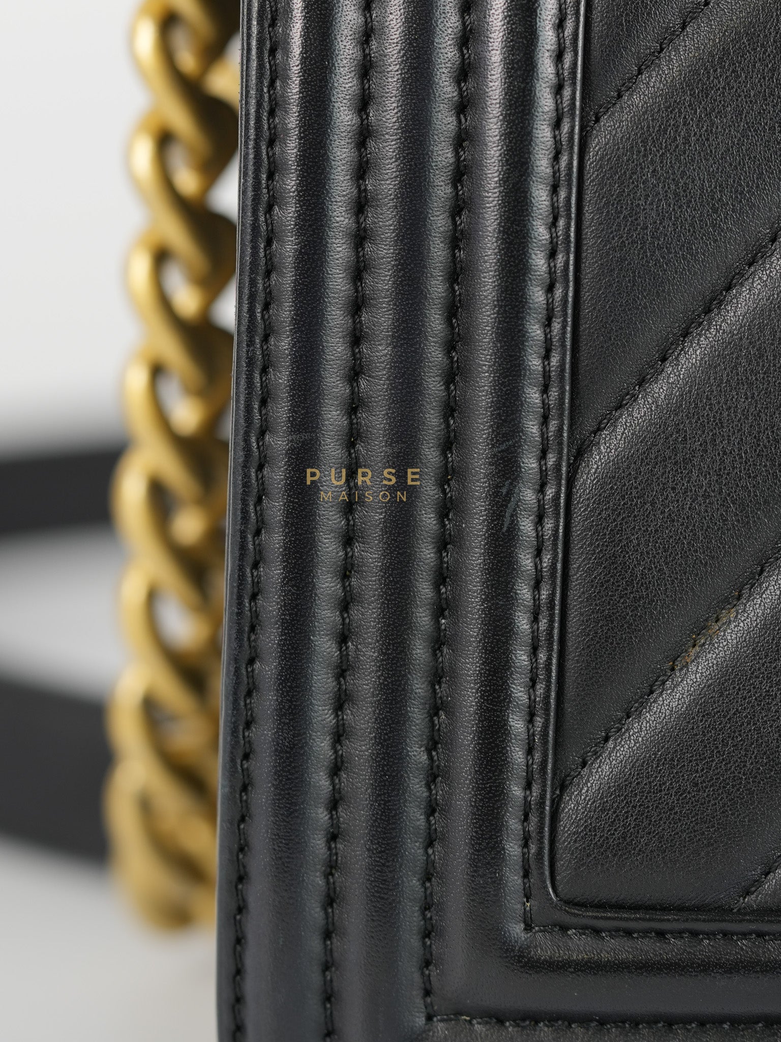 Boy Old Medium in Chevron Lambskin Leather and Aged Gold Harware Series 25 | Purse Maison Luxury Bags Shop