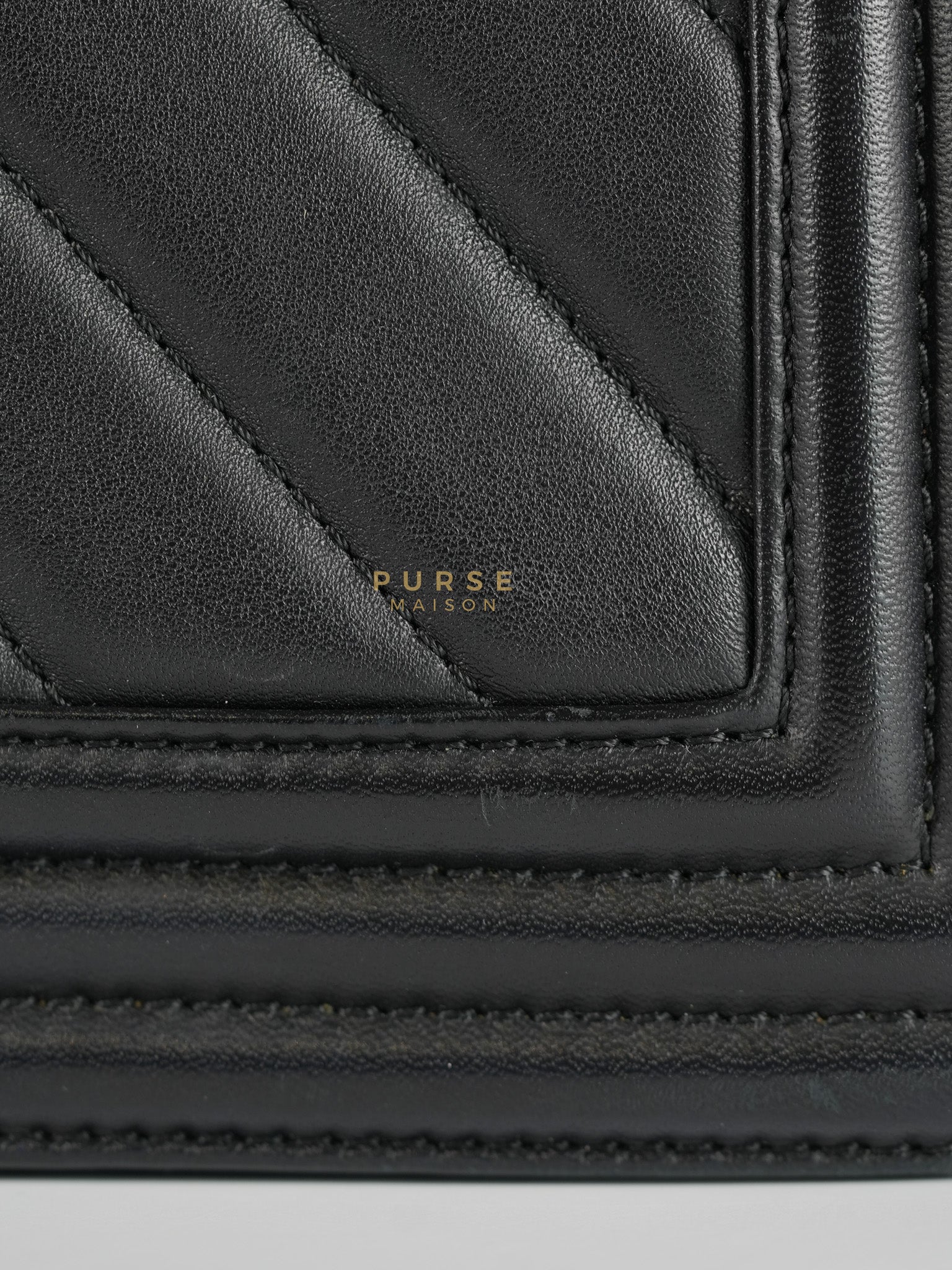 Boy Old Medium in Chevron Lambskin Leather and Aged Gold Harware Series 25 | Purse Maison Luxury Bags Shop