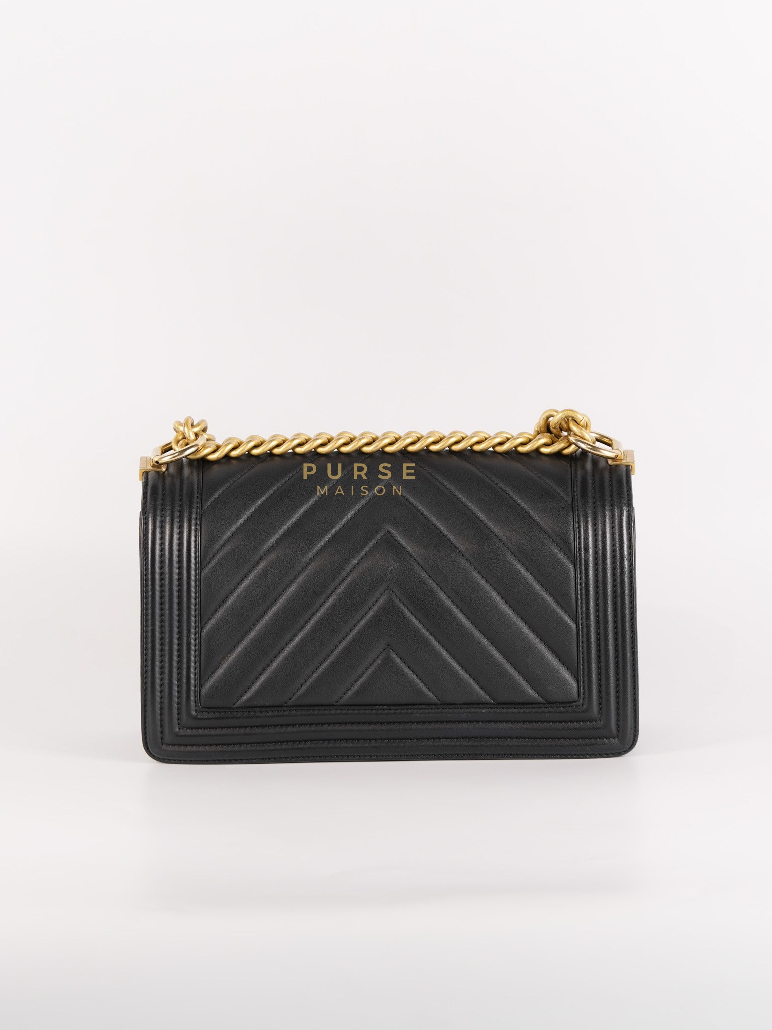 Boy Old Medium in Chevron Lambskin Leather and Aged Gold Harware Series 25 | Purse Maison Luxury Bags Shop