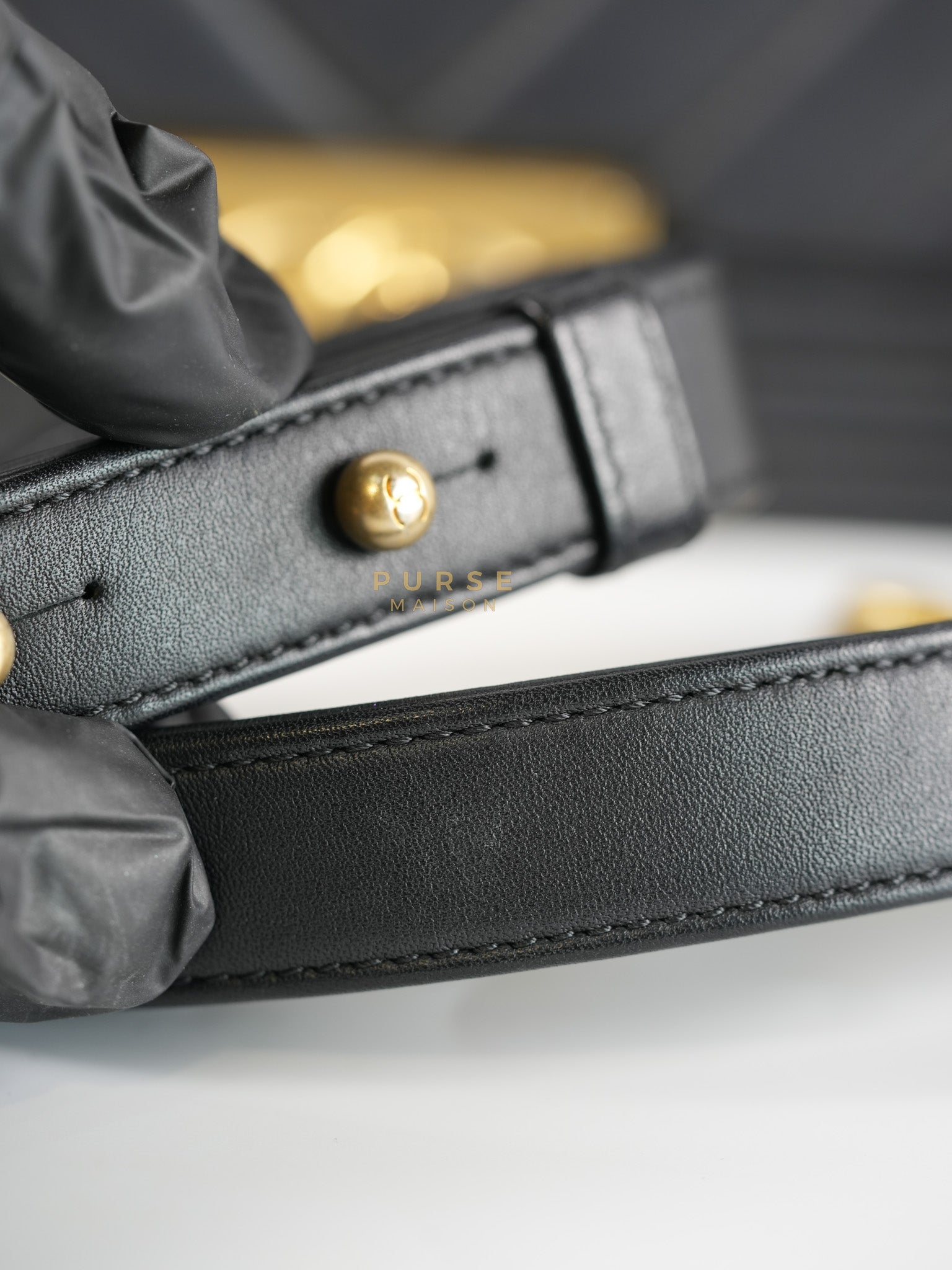 Boy Old Medium in Chevron Lambskin Leather and Aged Gold Harware Series 25 | Purse Maison Luxury Bags Shop