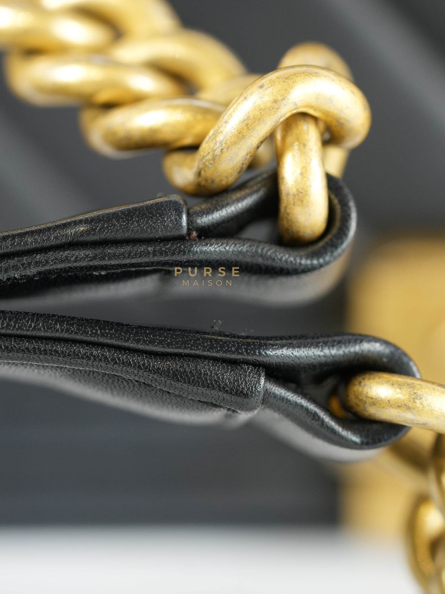 Boy Old Medium in Chevron Lambskin Leather and Aged Gold Harware Series 25 | Purse Maison Luxury Bags Shop