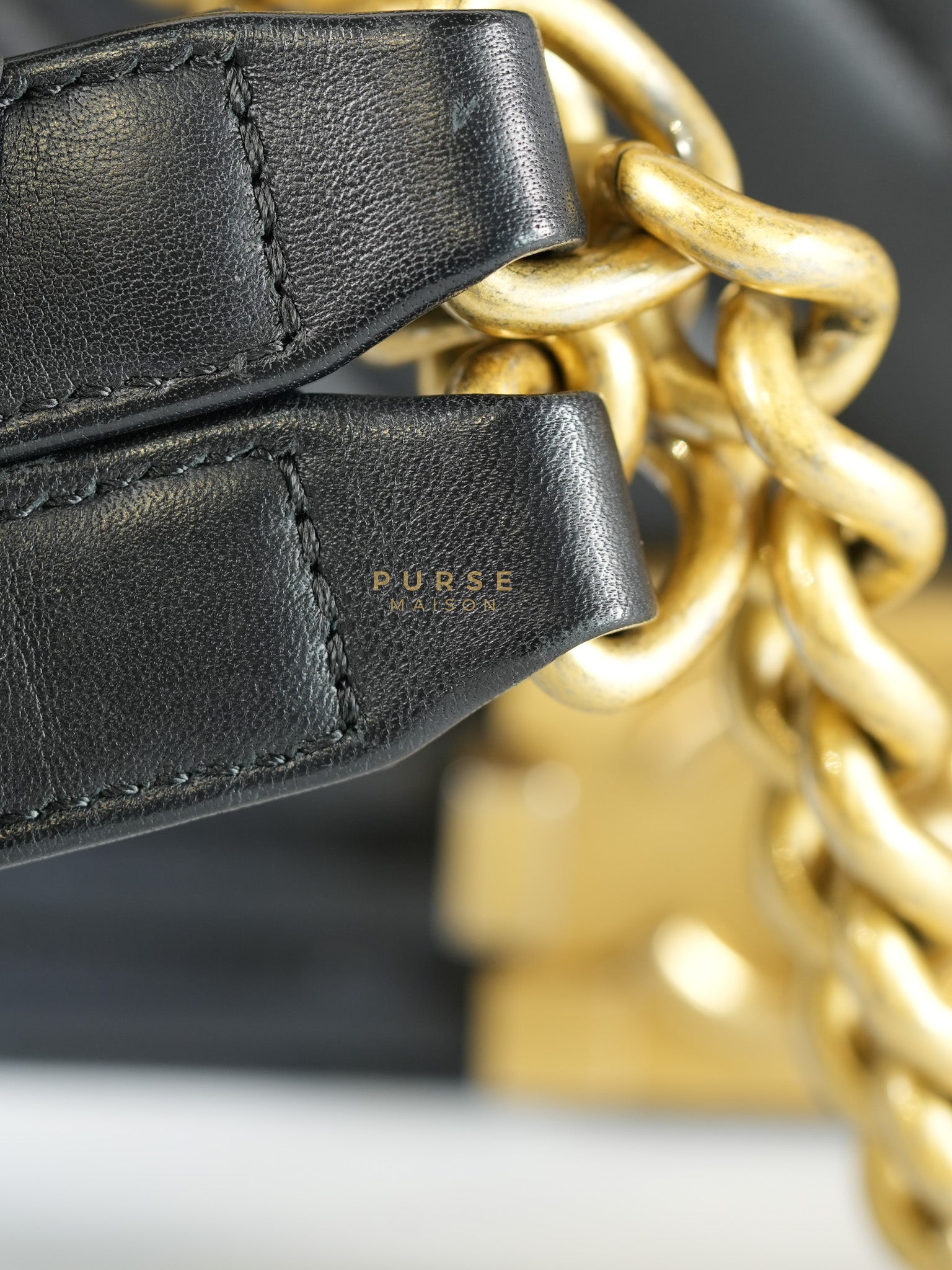 Boy Old Medium in Chevron Lambskin Leather and Aged Gold Harware Series 25 | Purse Maison Luxury Bags Shop