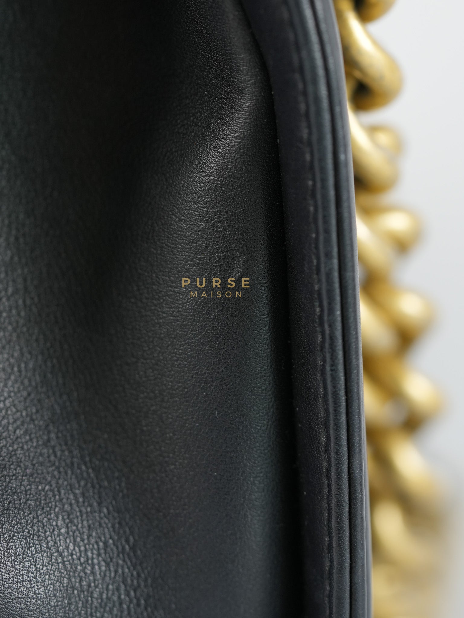 Boy Old Medium in Chevron Lambskin Leather and Aged Gold Harware Series 25 | Purse Maison Luxury Bags Shop