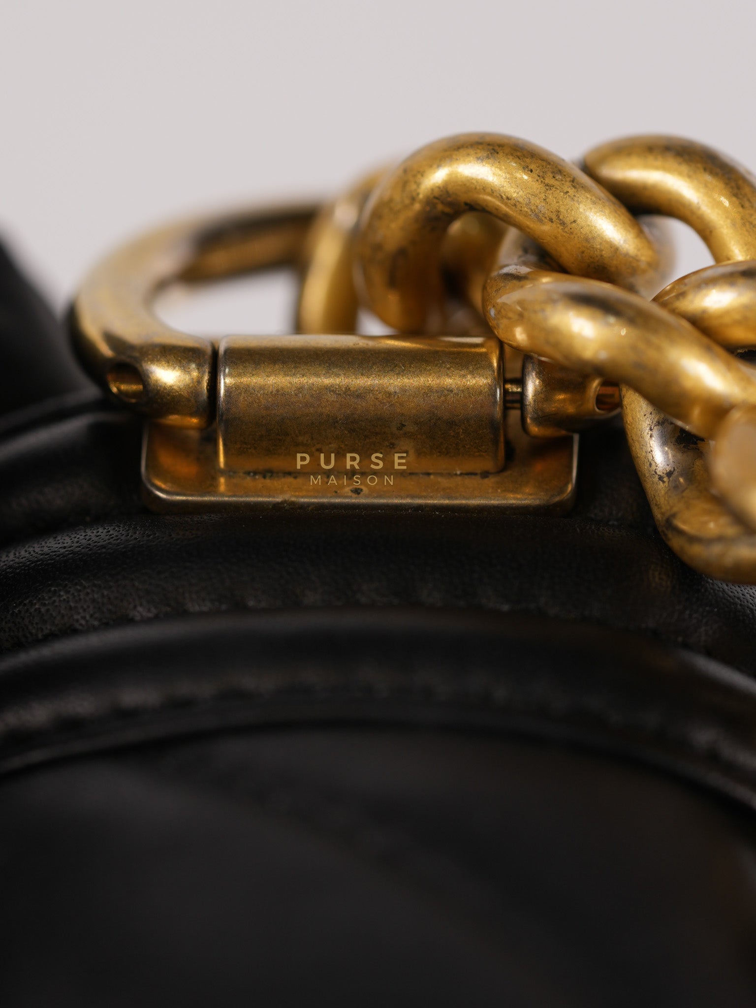 Boy Old Medium in Chevron Lambskin Leather and Aged Gold Harware Series 25 | Purse Maison Luxury Bags Shop