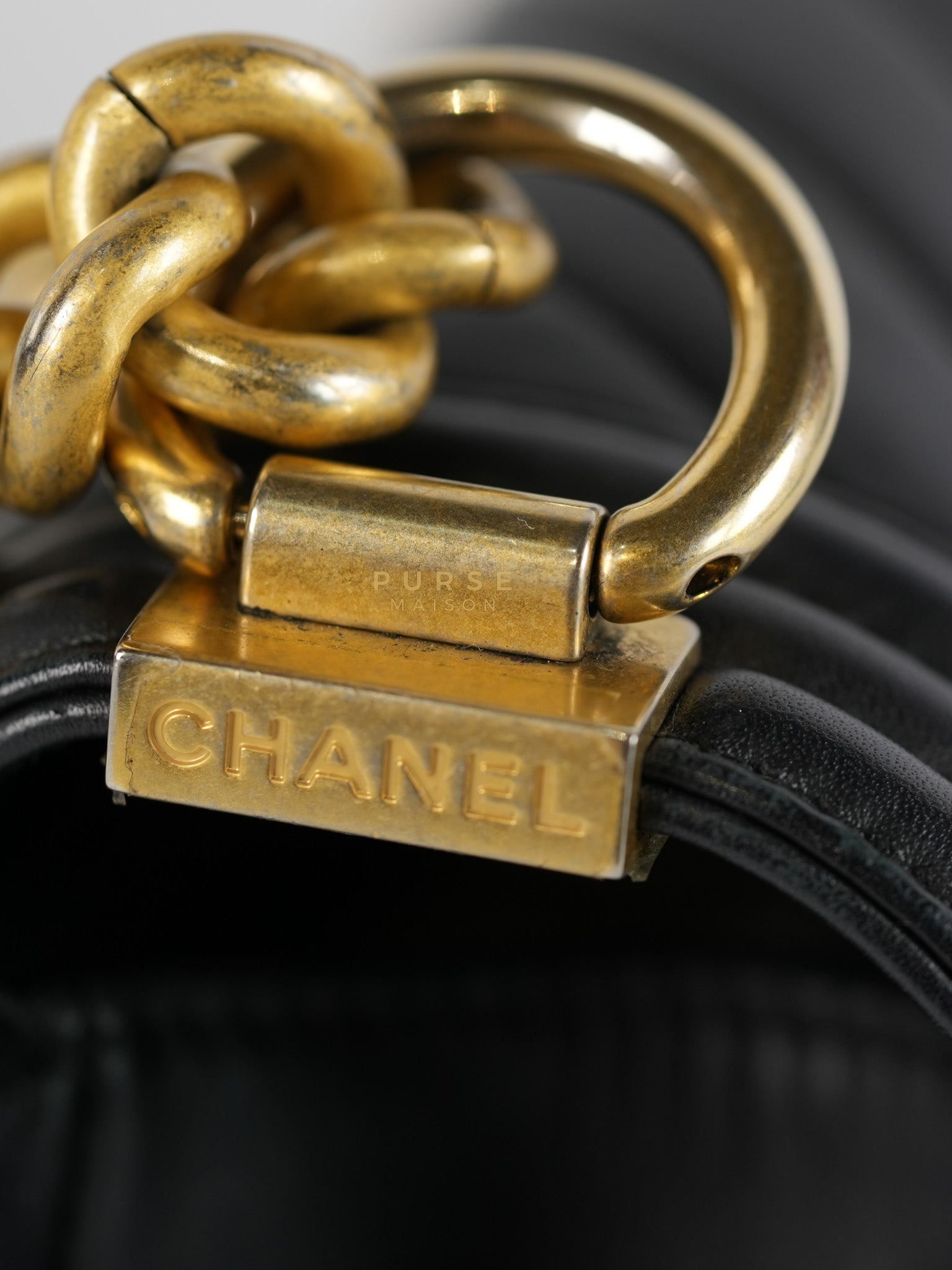 Boy Old Medium in Chevron Lambskin Leather and Aged Gold Harware Series 25 | Purse Maison Luxury Bags Shop