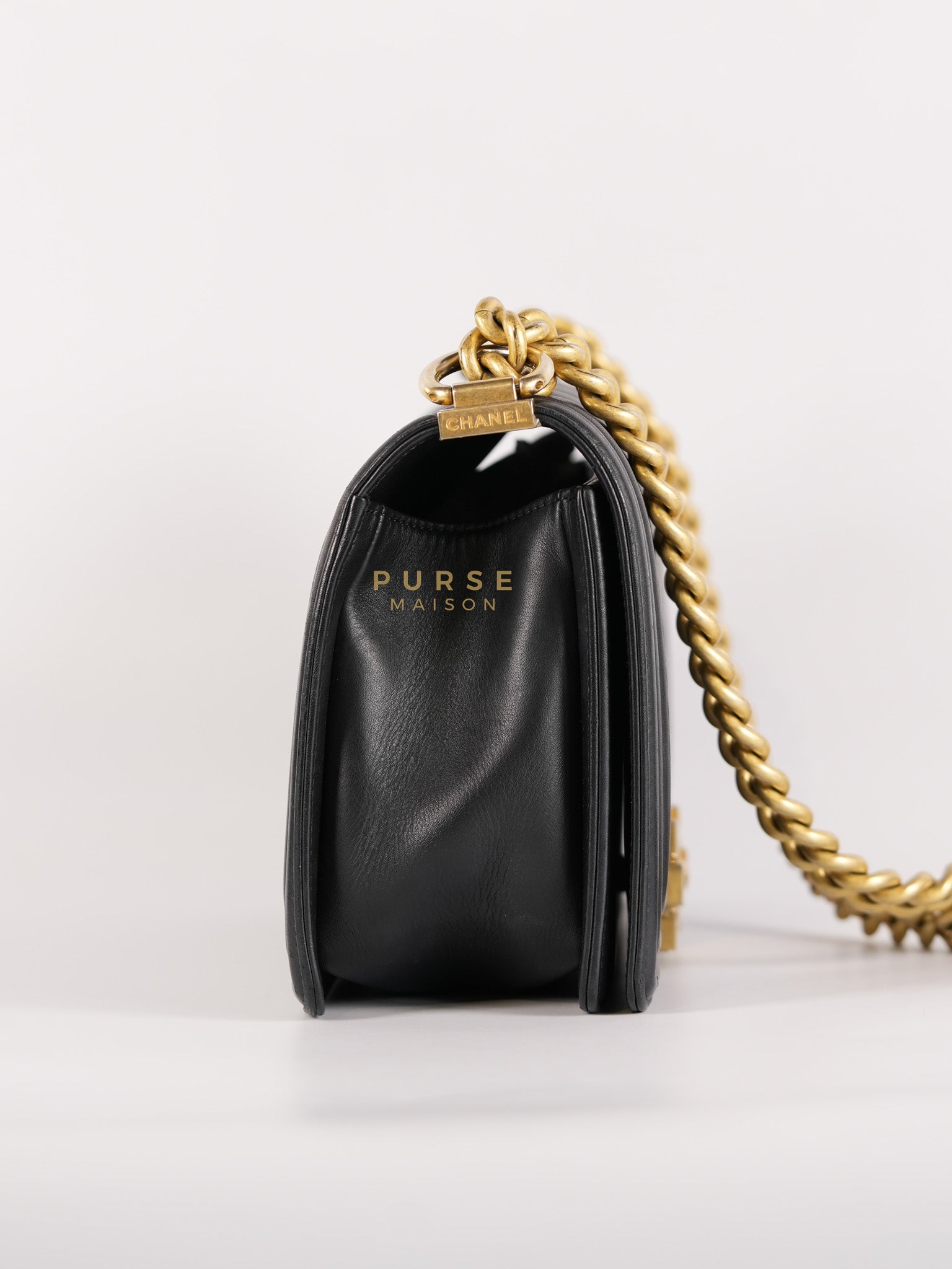 Boy Old Medium in Chevron Lambskin Leather and Aged Gold Harware Series 25 | Purse Maison Luxury Bags Shop