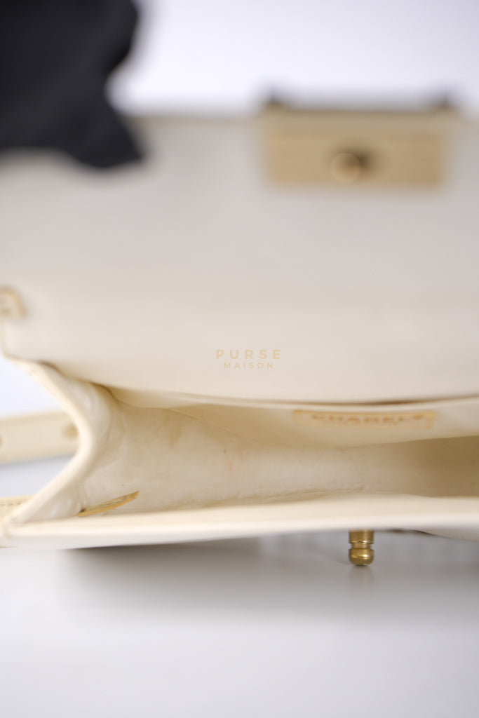 Boy Old Medium in Cream Caviar Leather and Light Gold Hardware Series 27 | Purse Maison Luxury Bags Shop