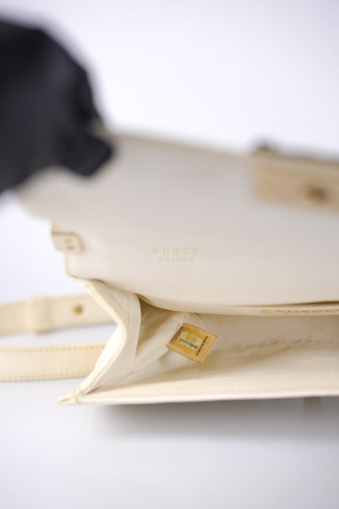 Boy Old Medium in Cream Caviar Leather and Light Gold Hardware Series 27 | Purse Maison Luxury Bags Shop