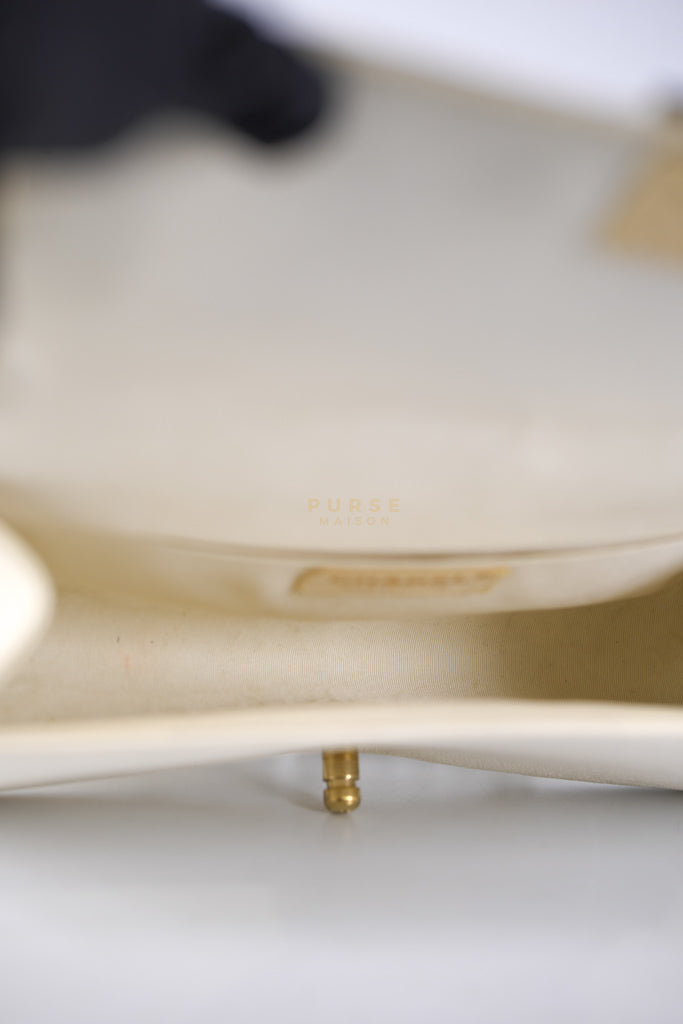 Boy Old Medium in Cream Caviar Leather and Light Gold Hardware Series 27 | Purse Maison Luxury Bags Shop