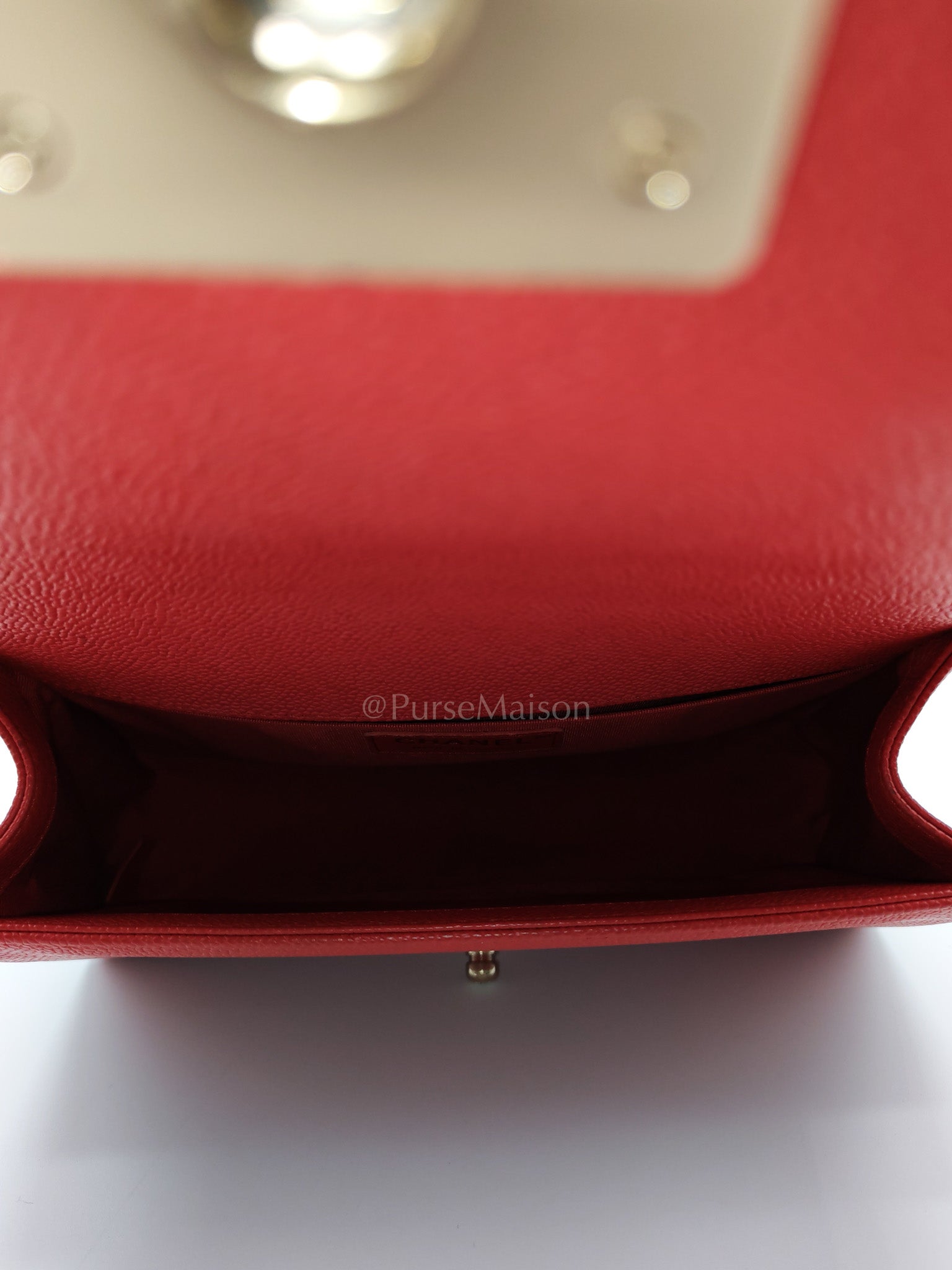 Boy Old Medium Red Quilted Caviar Leather and Champagne Hardware Series 28 | Purse Maison Luxury Bags Shop