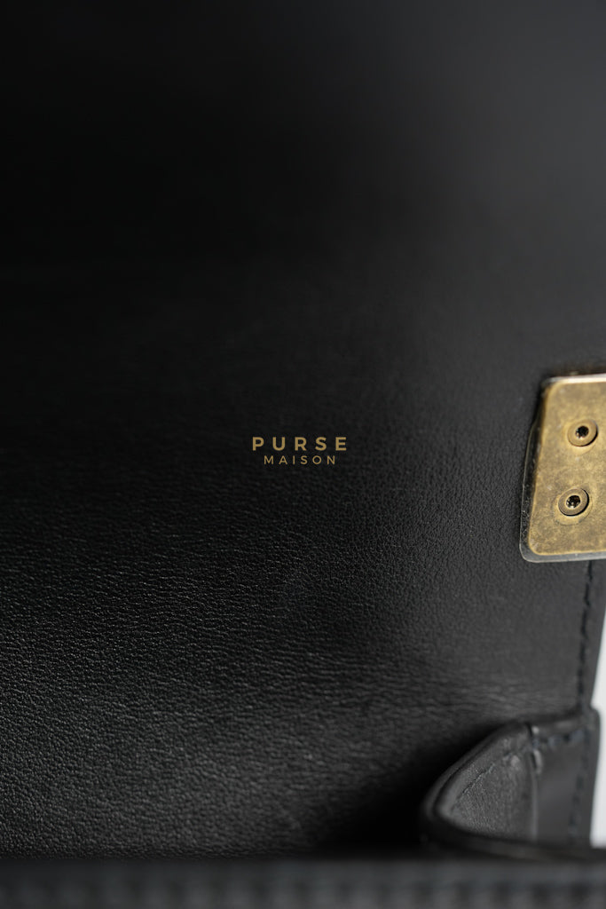 Boy Small Black Gripoix Quilted Lambskin Leather in Aged Gold Hardware Series 30 | Purse Maison Luxury Bags Shop