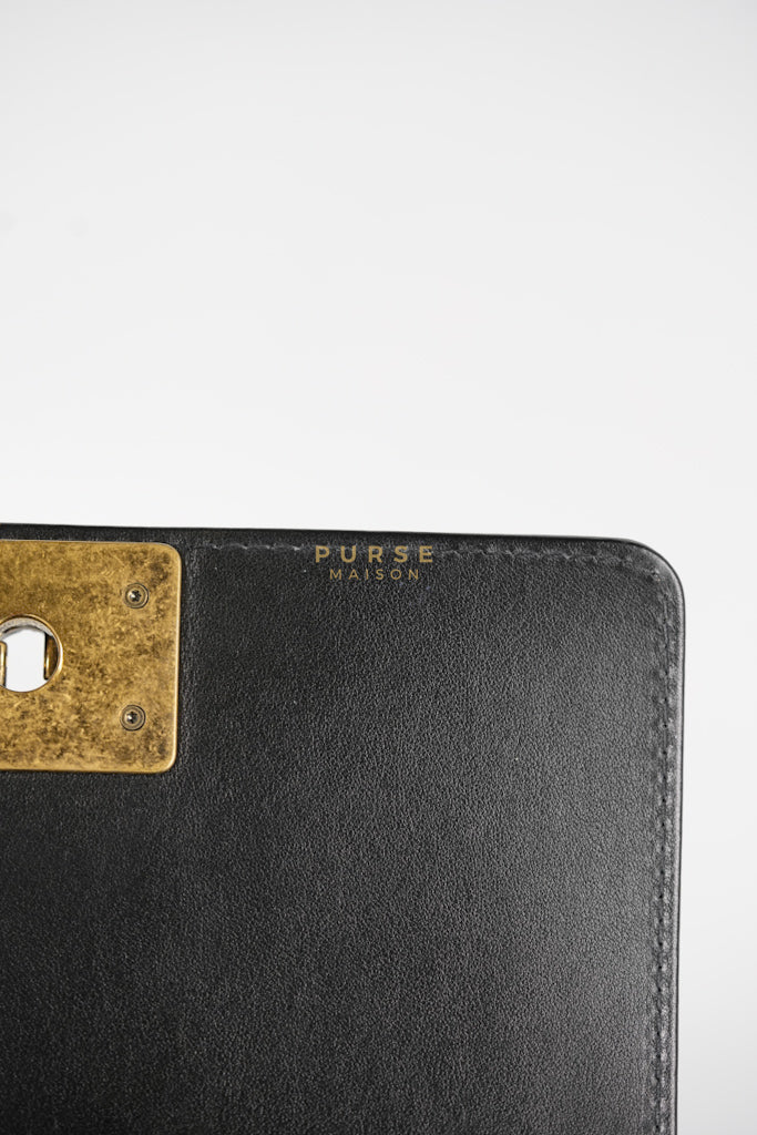 Boy Small Black Gripoix Quilted Lambskin Leather in Aged Gold Hardware Series 30 | Purse Maison Luxury Bags Shop