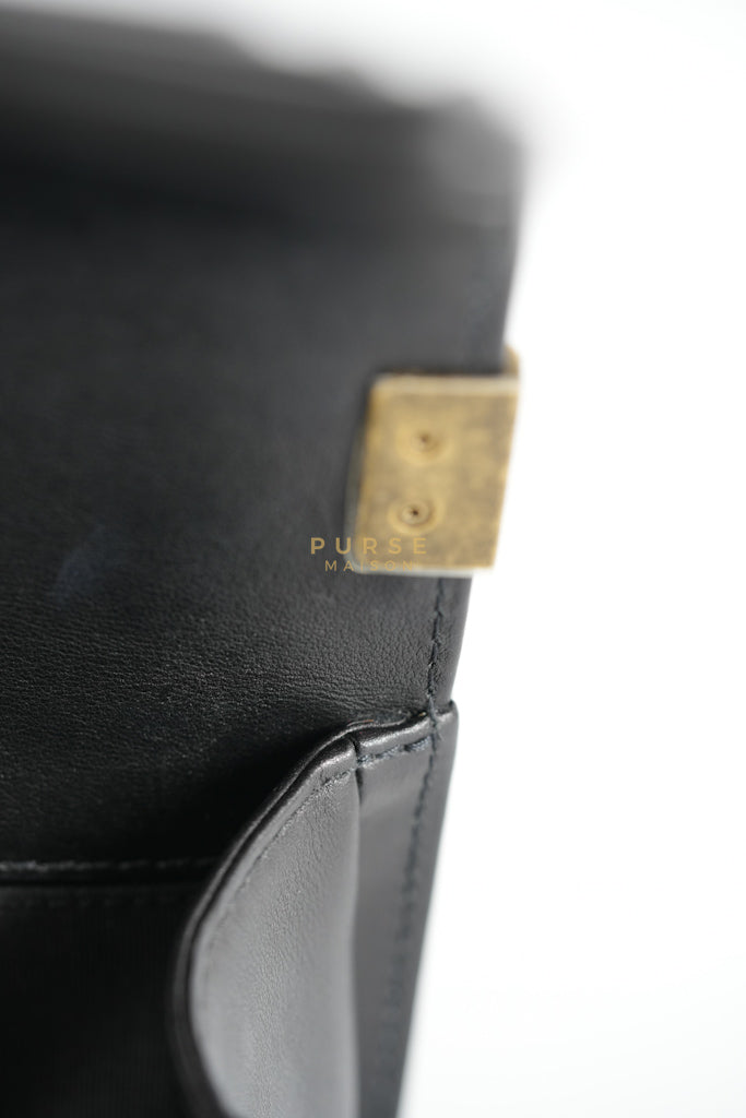 Boy Small Black Gripoix Quilted Lambskin Leather in Aged Gold Hardware Series 30 | Purse Maison Luxury Bags Shop