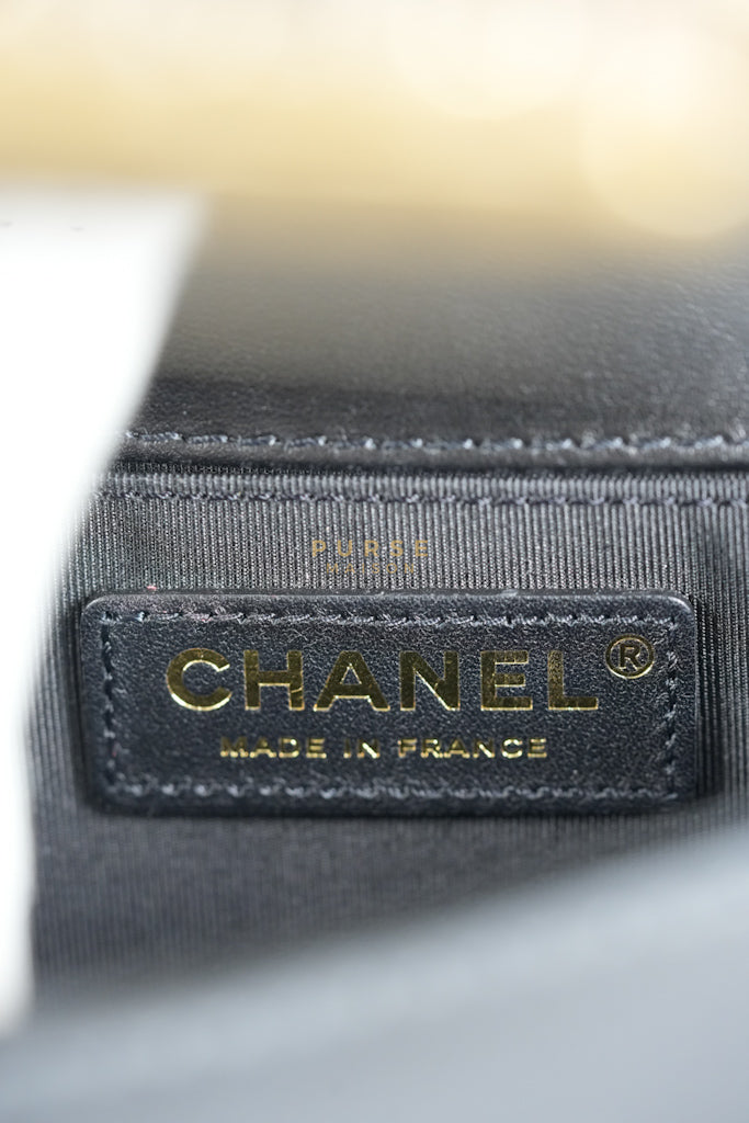 Boy Small Black Gripoix Quilted Lambskin Leather in Aged Gold Hardware Series 30 | Purse Maison Luxury Bags Shop