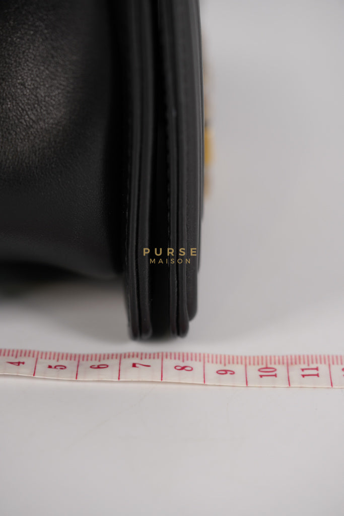 Boy Small Black Gripoix Quilted Lambskin Leather in Aged Gold Hardware Series 30 | Purse Maison Luxury Bags Shop