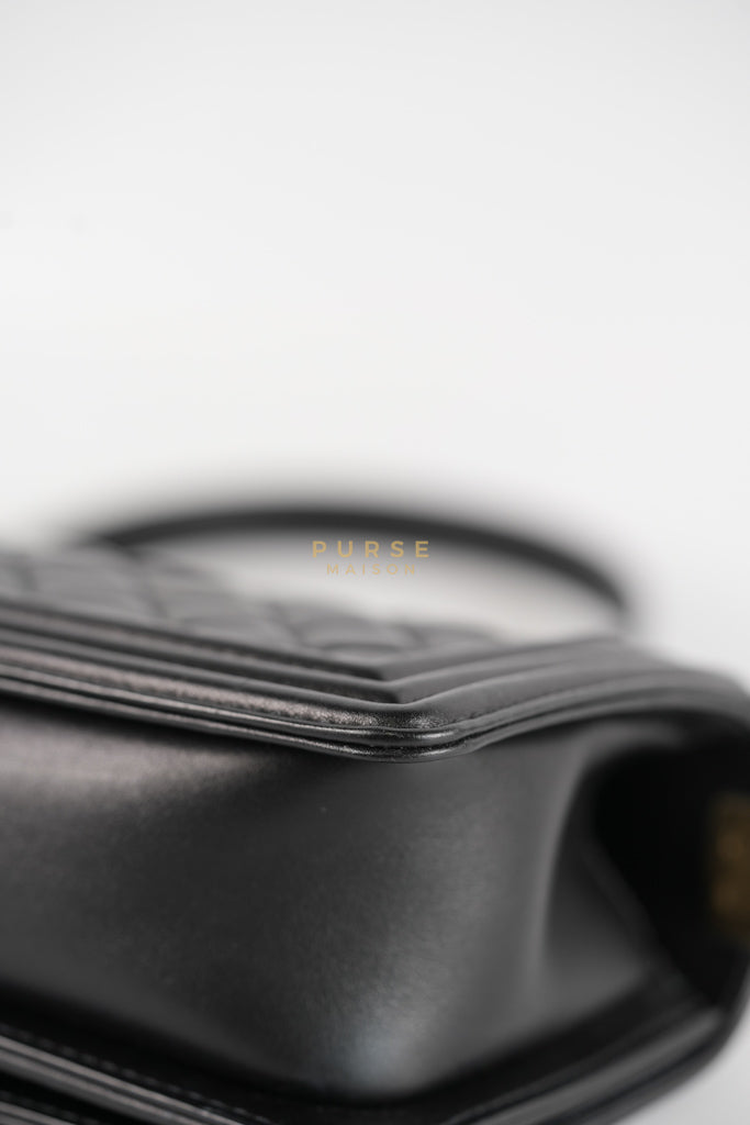 Boy Small Black Gripoix Quilted Lambskin Leather in Aged Gold Hardware Series 30 | Purse Maison Luxury Bags Shop