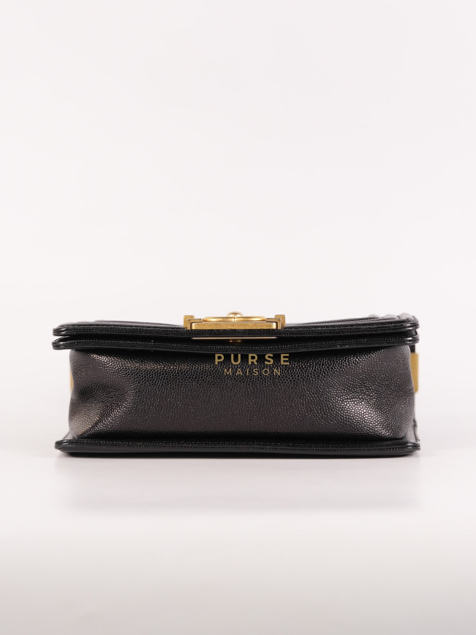 Boy Small Chevron in Black Caviar Leather and Aged Gold Hardware Series 24 | Purse Maison Luxury Bags Shop