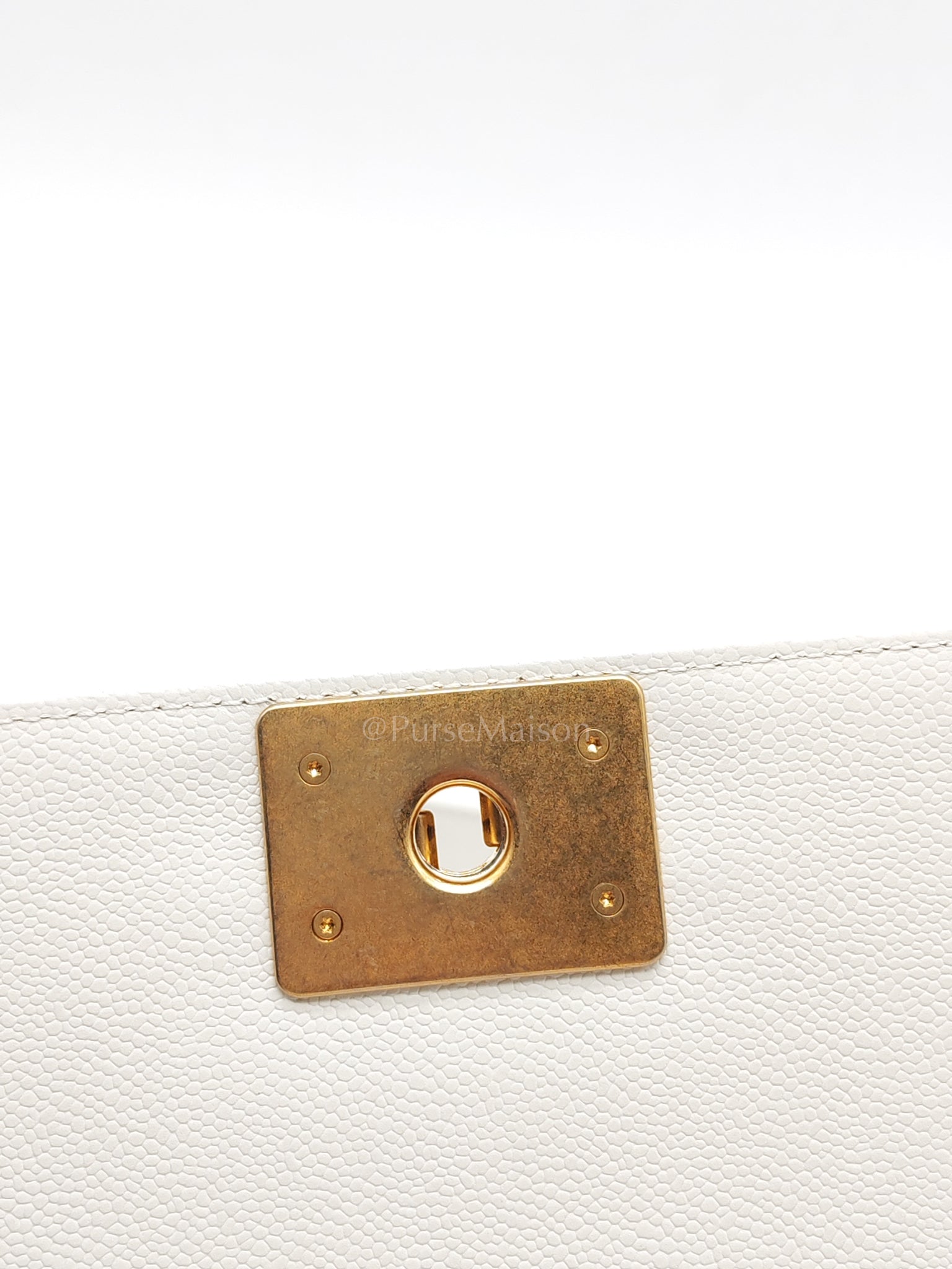 Le Boy Small Chevron White Caviar Leather in Aged Gold Hardware (Microchip) | Purse Maison Luxury Bags Shop