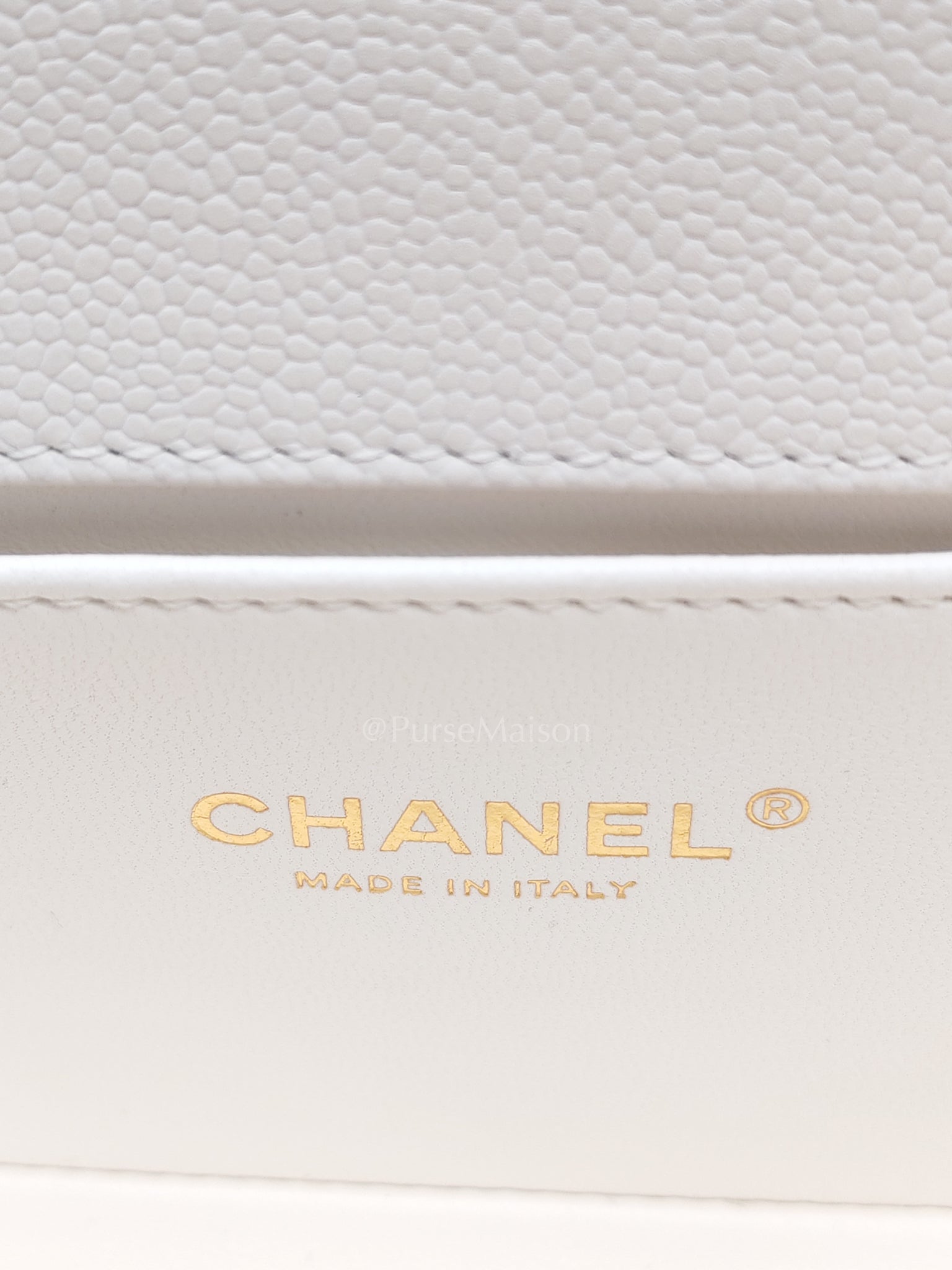 Le Boy Small Chevron White Caviar Leather in Aged Gold Hardware (Microchip) | Purse Maison Luxury Bags Shop