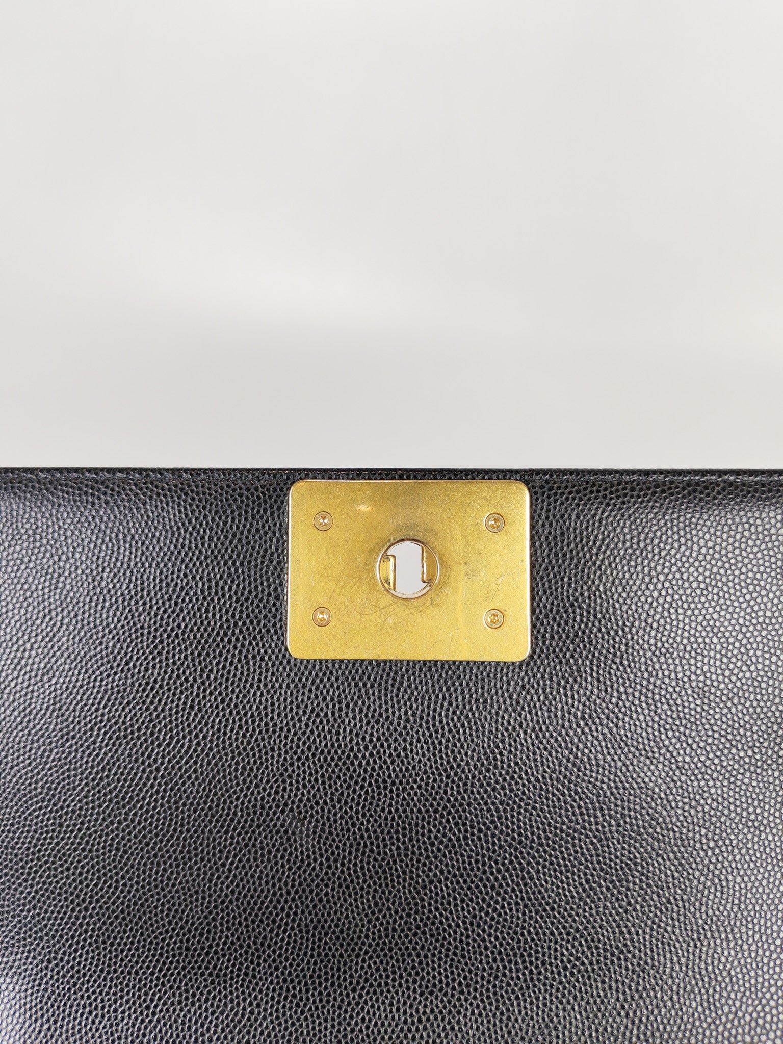 Boy Small in Black Caviar Leather & Age Gold Hardware Microchip | Purse Maison Luxury Bags Shop