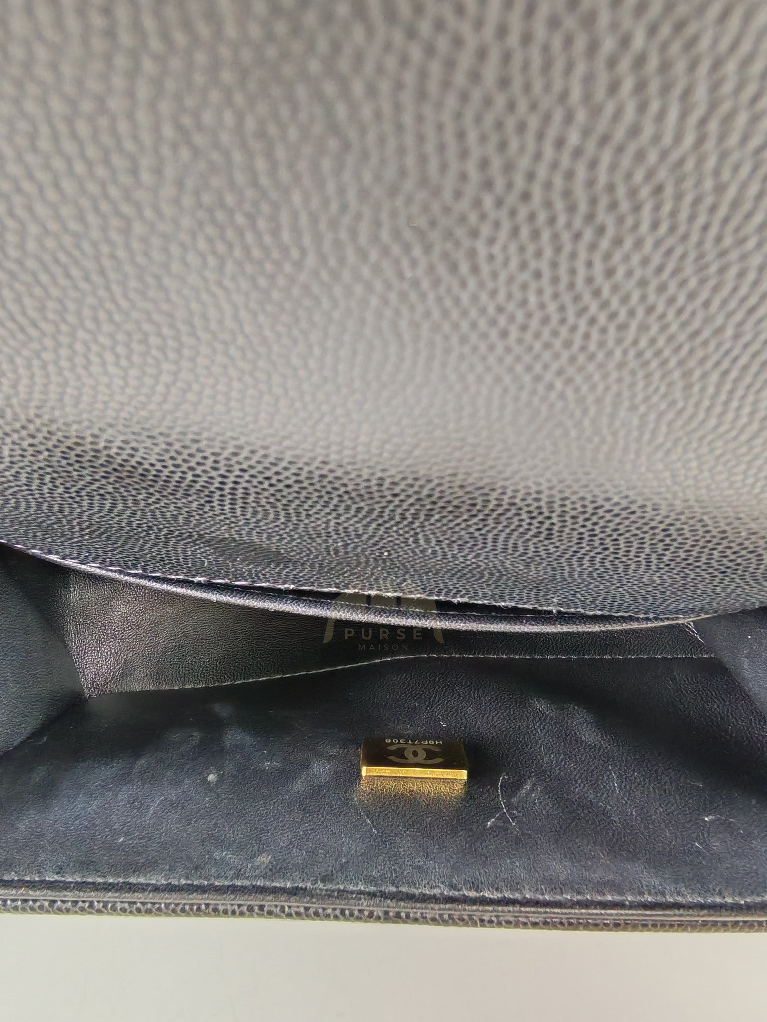 Boy Small in Black Caviar Leather & Age Gold Hardware Microchip | Purse Maison Luxury Bags Shop