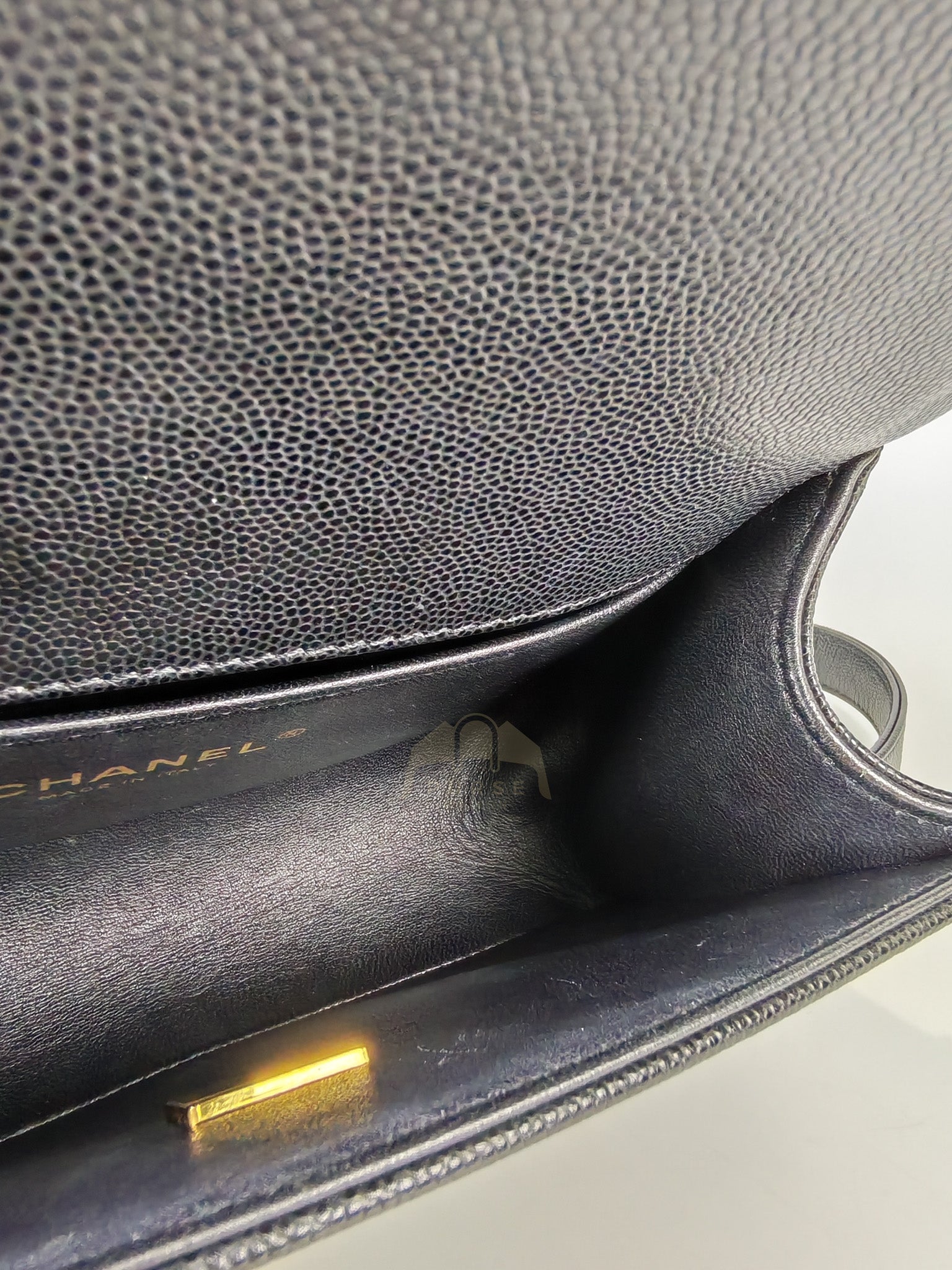 Boy Small in Black Caviar Leather & Age Gold Hardware Microchip | Purse Maison Luxury Bags Shop